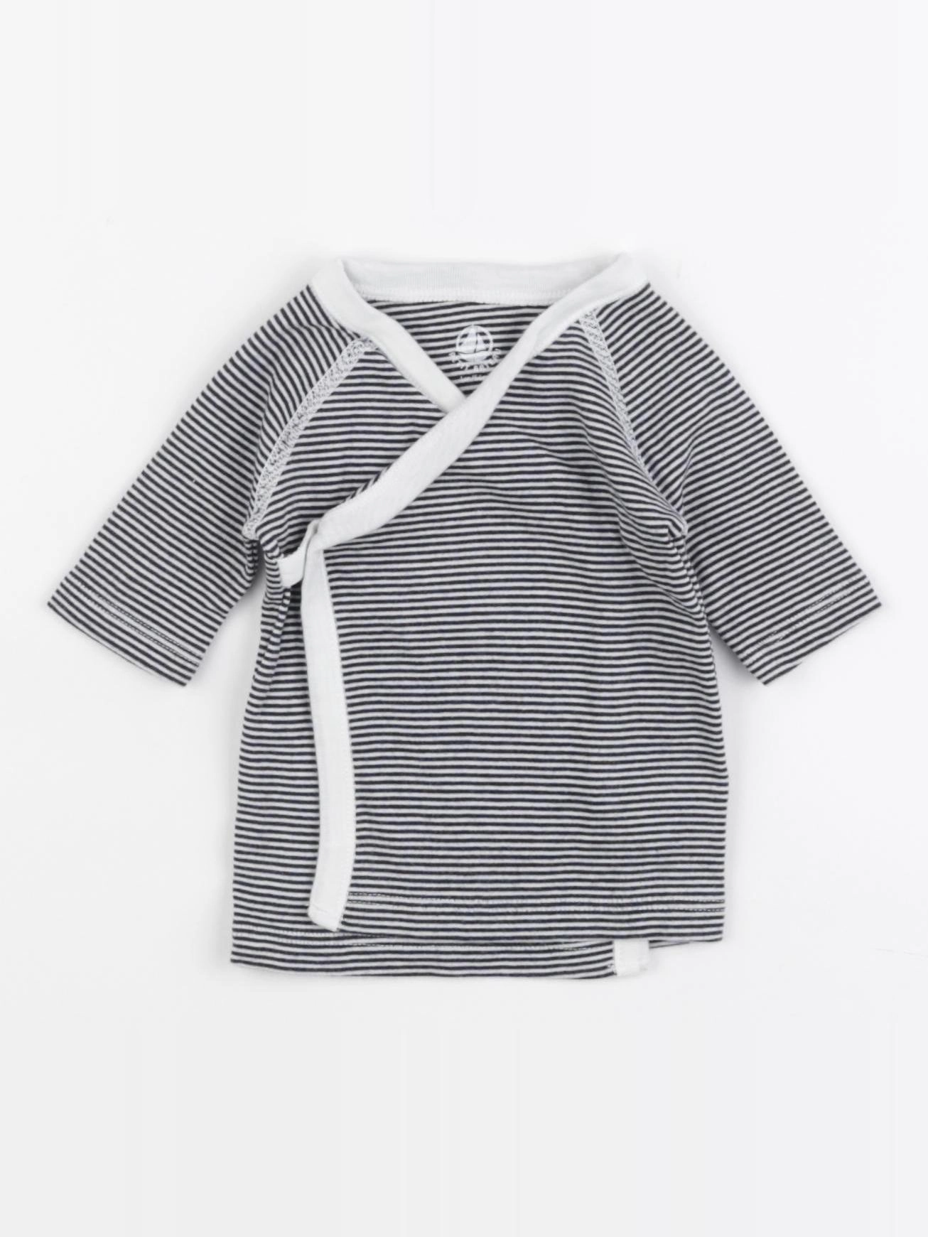 Petit Bateau - tee-shirt blanc, bleu - 1 mois