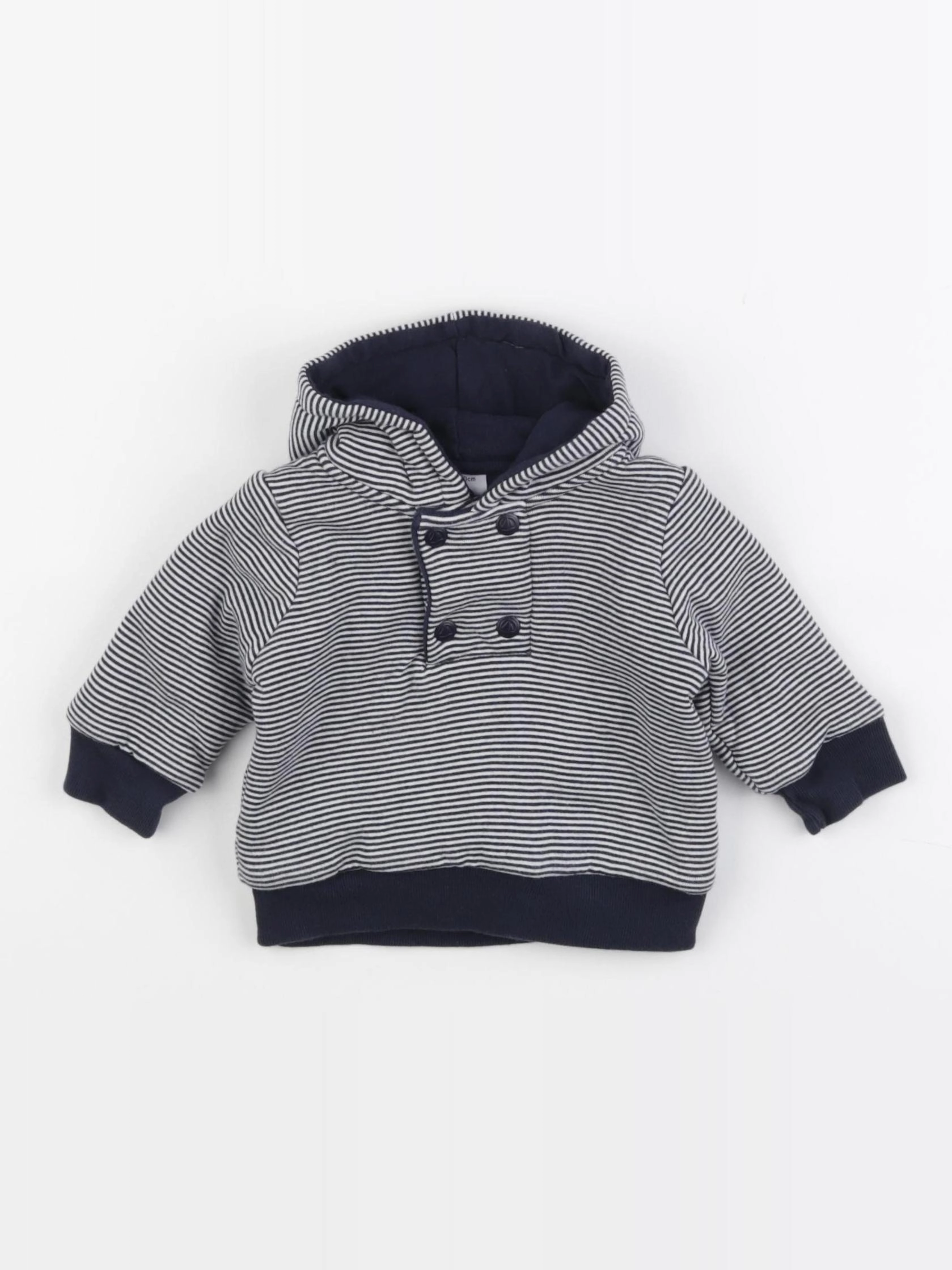 Petit Bateau - sweat bleu, blanc - 3 mois