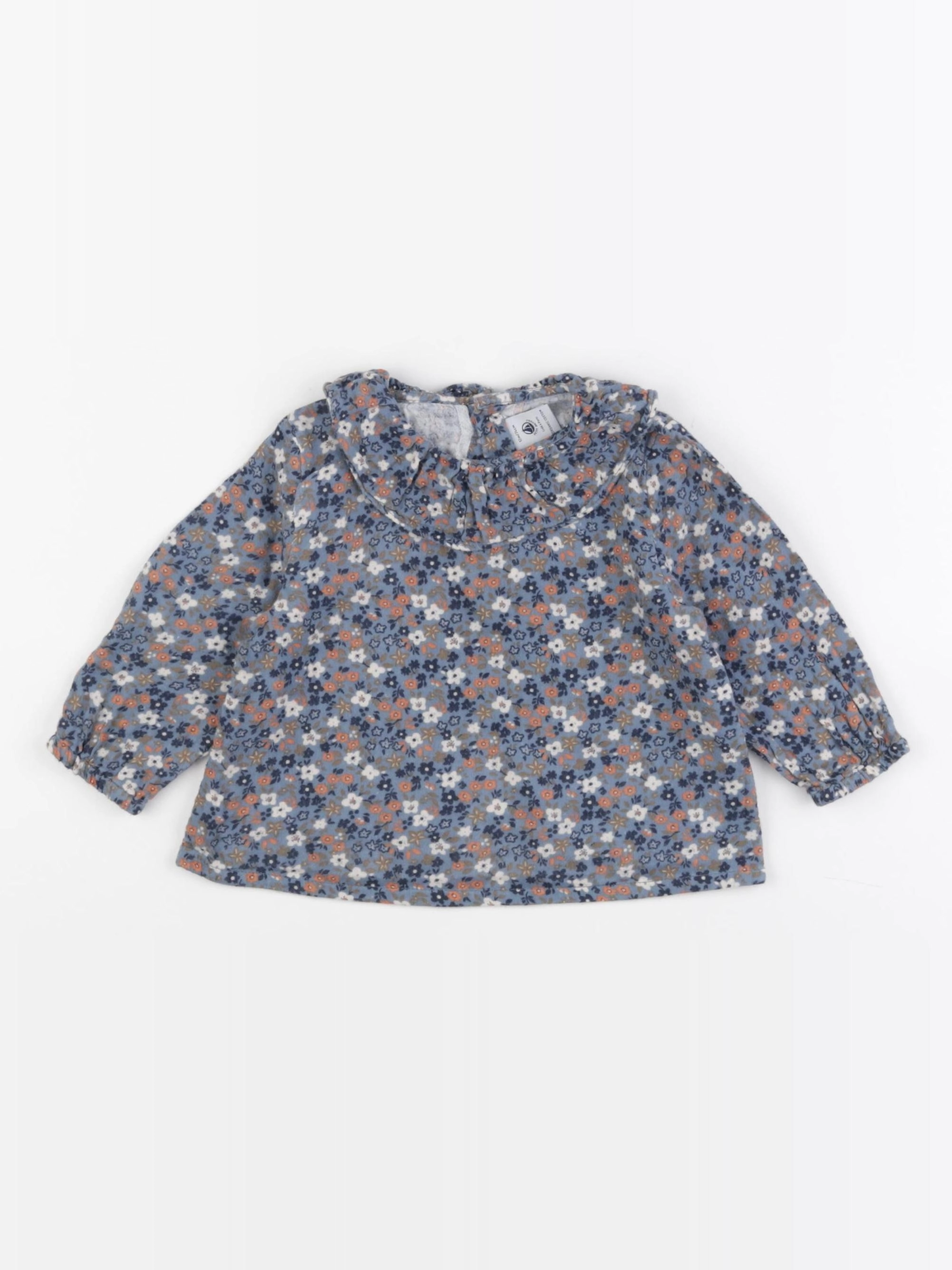 Petit Bateau - blouse bleu, marron - 12 mois