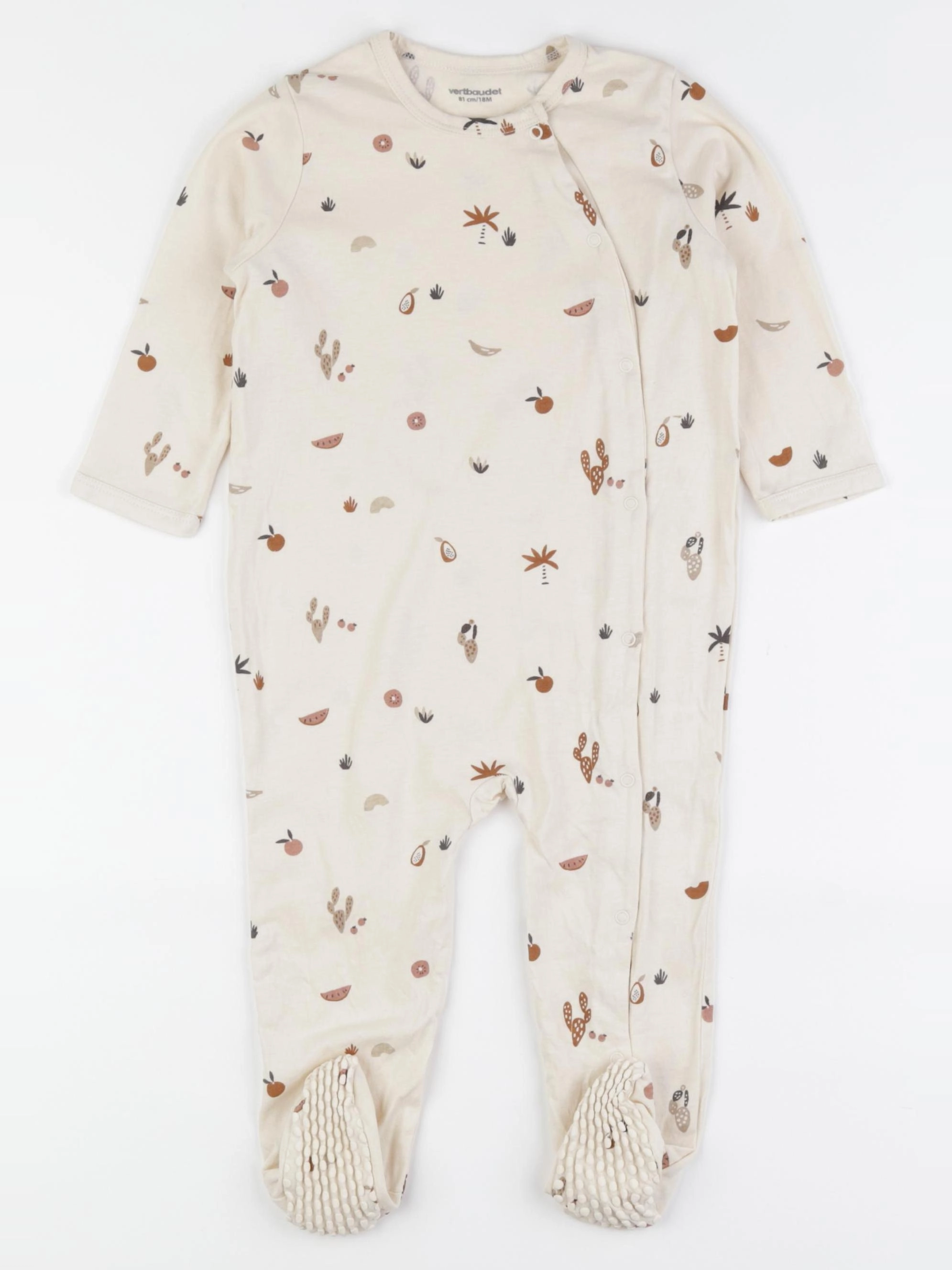 Vertbaudet - pyjama coton marron, beige - 18 mois