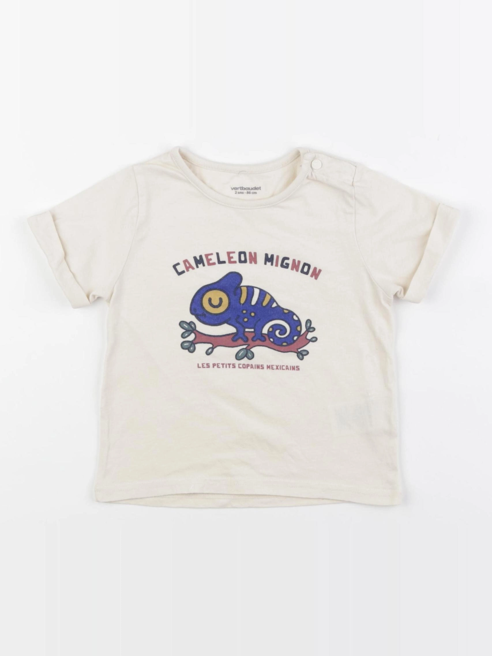 Vertbaudet - tee-shirt beige - 2 ans