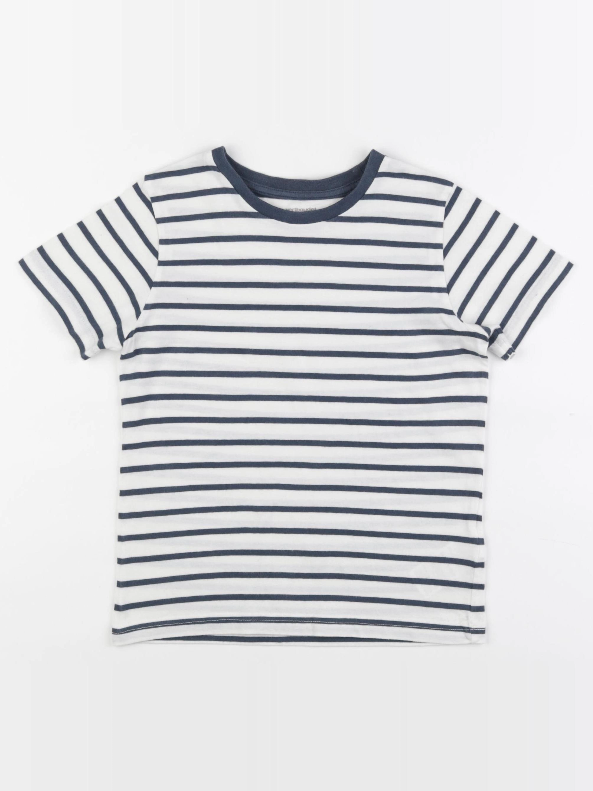 Vertbaudet - tee-shirt blanc, bleu - 8 ans