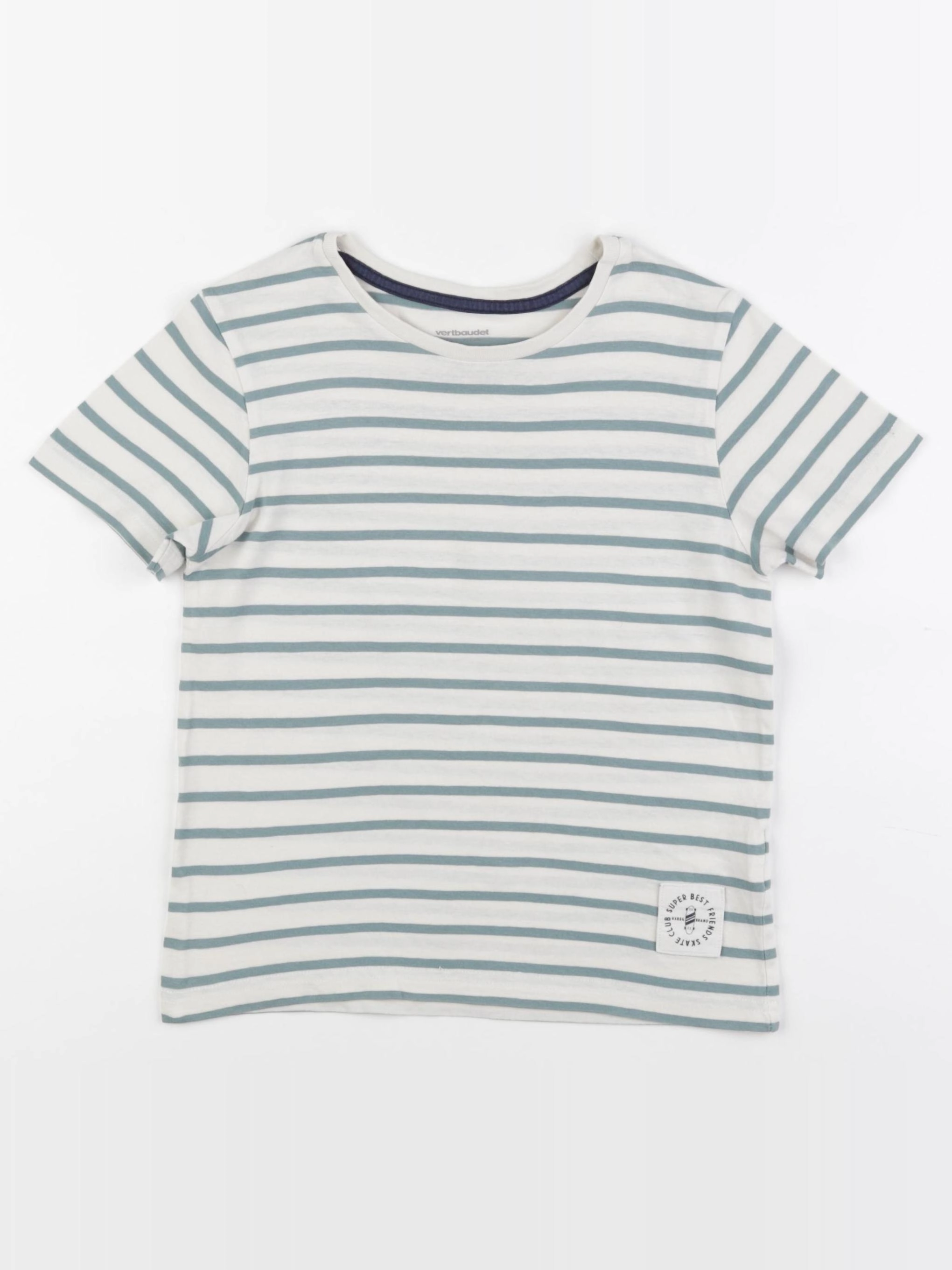 Vertbaudet - tee-shirt blanc, vert - 8 ans
