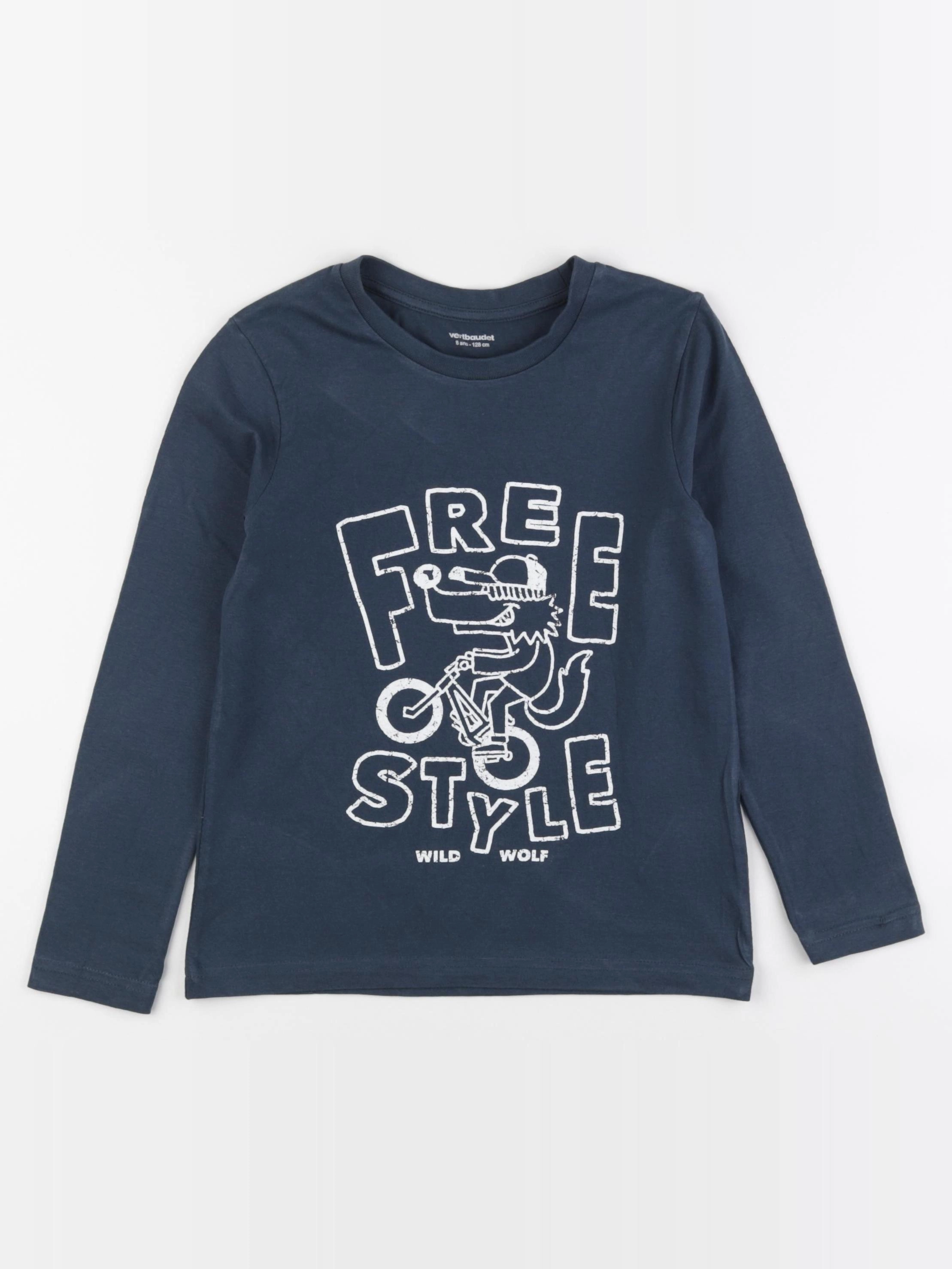 Vertbaudet - tee-shirt bleu - 8 ans