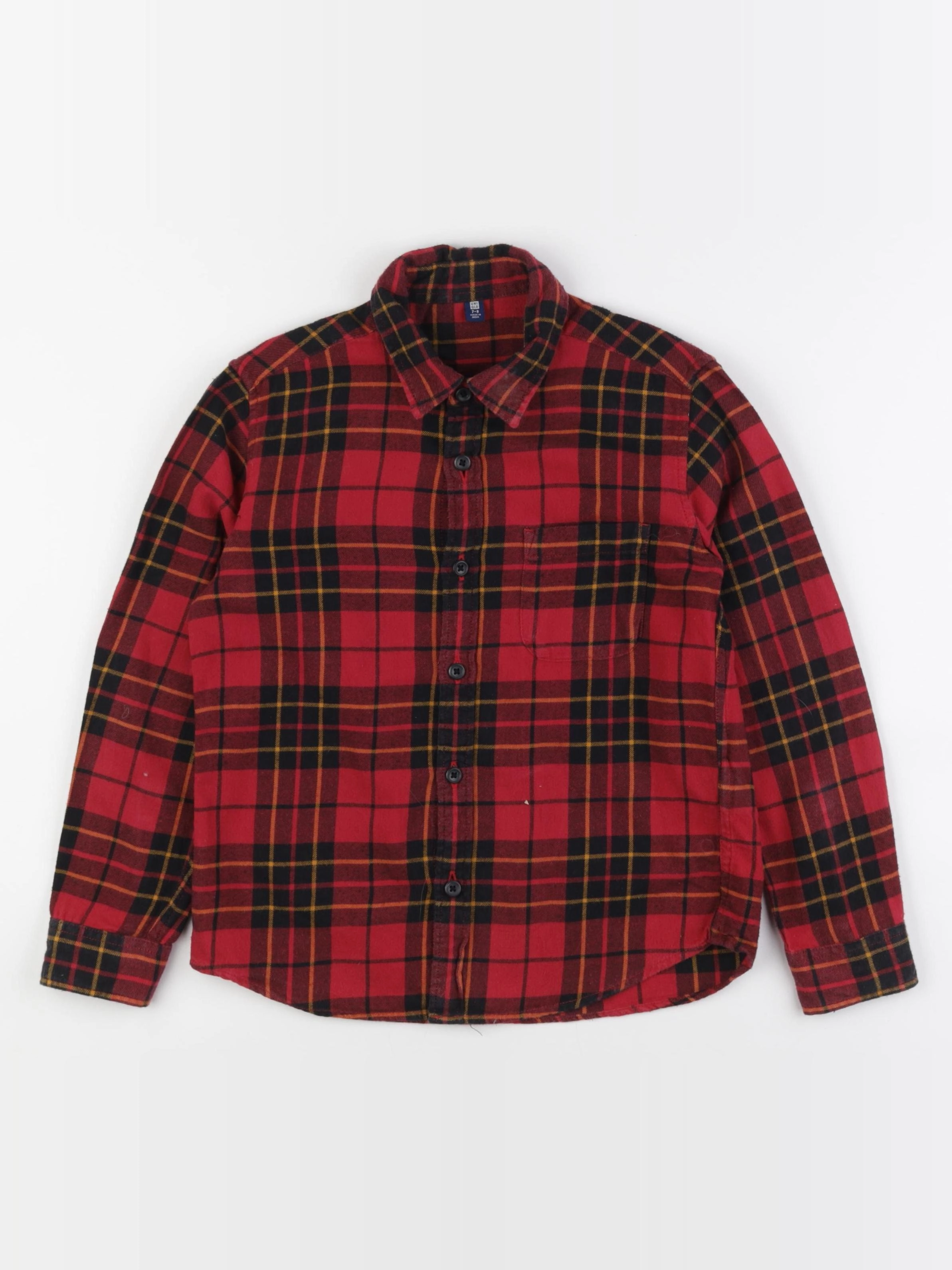 Uniqlo - chemise noir, rouge - 7/8 ans