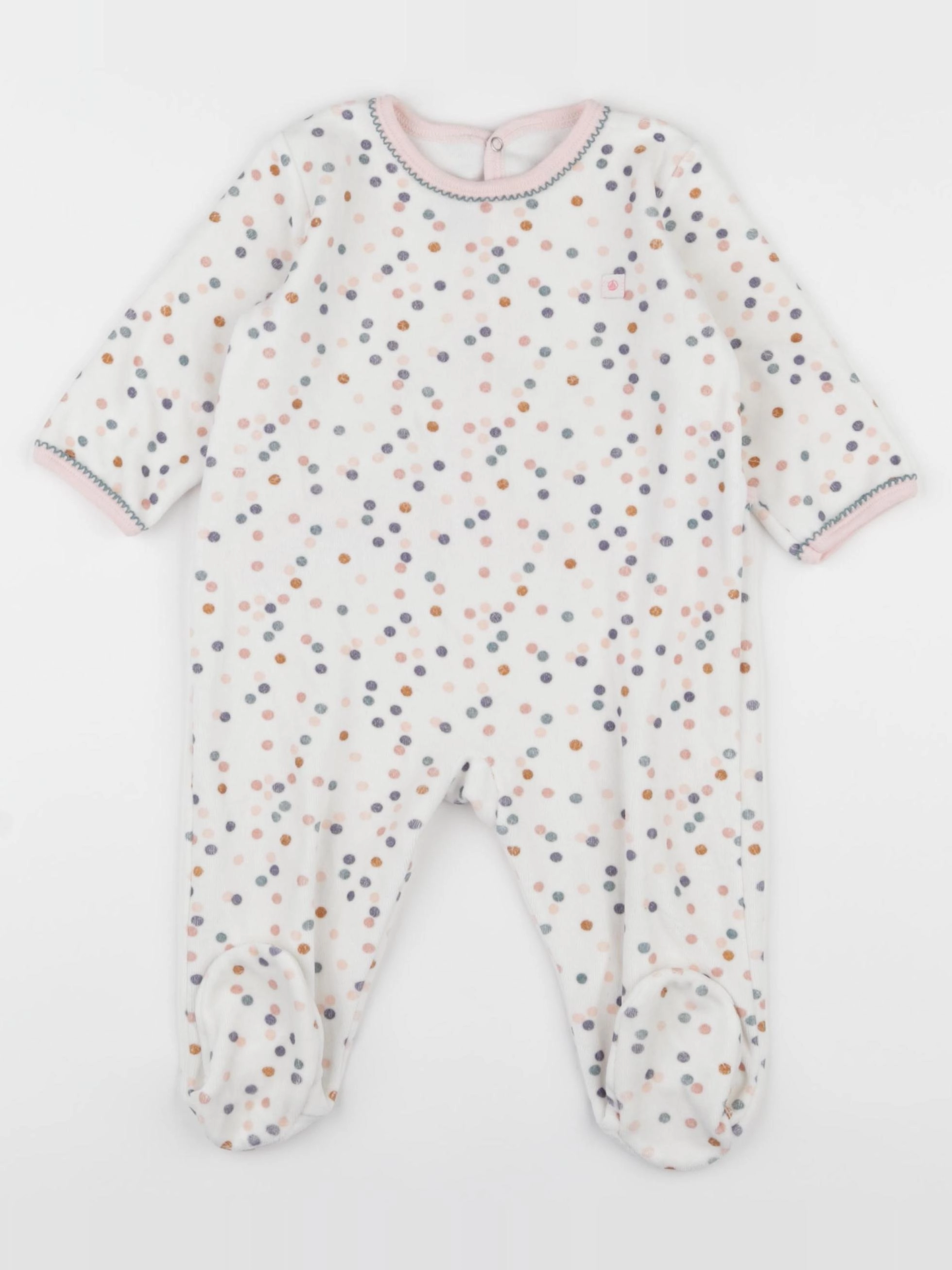 Petit Bateau - pyjama velours blanc, bronze - 9 mois