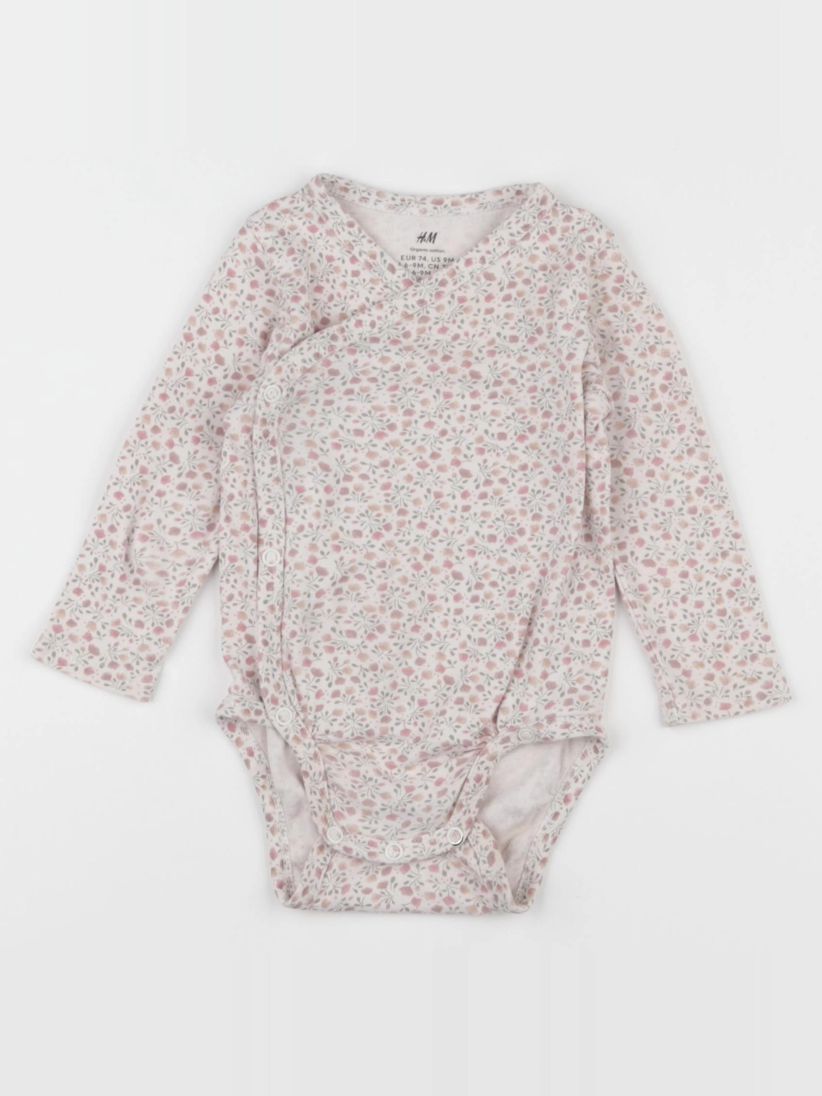 H&M - body rose, blanc - 9 mois