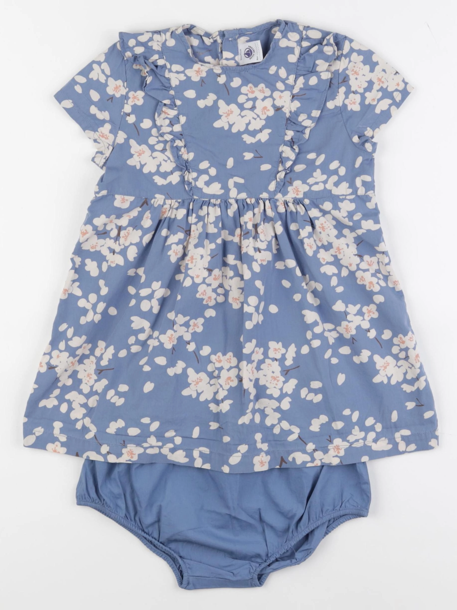 Petit Bateau - robe bleu, beige - 36 mois