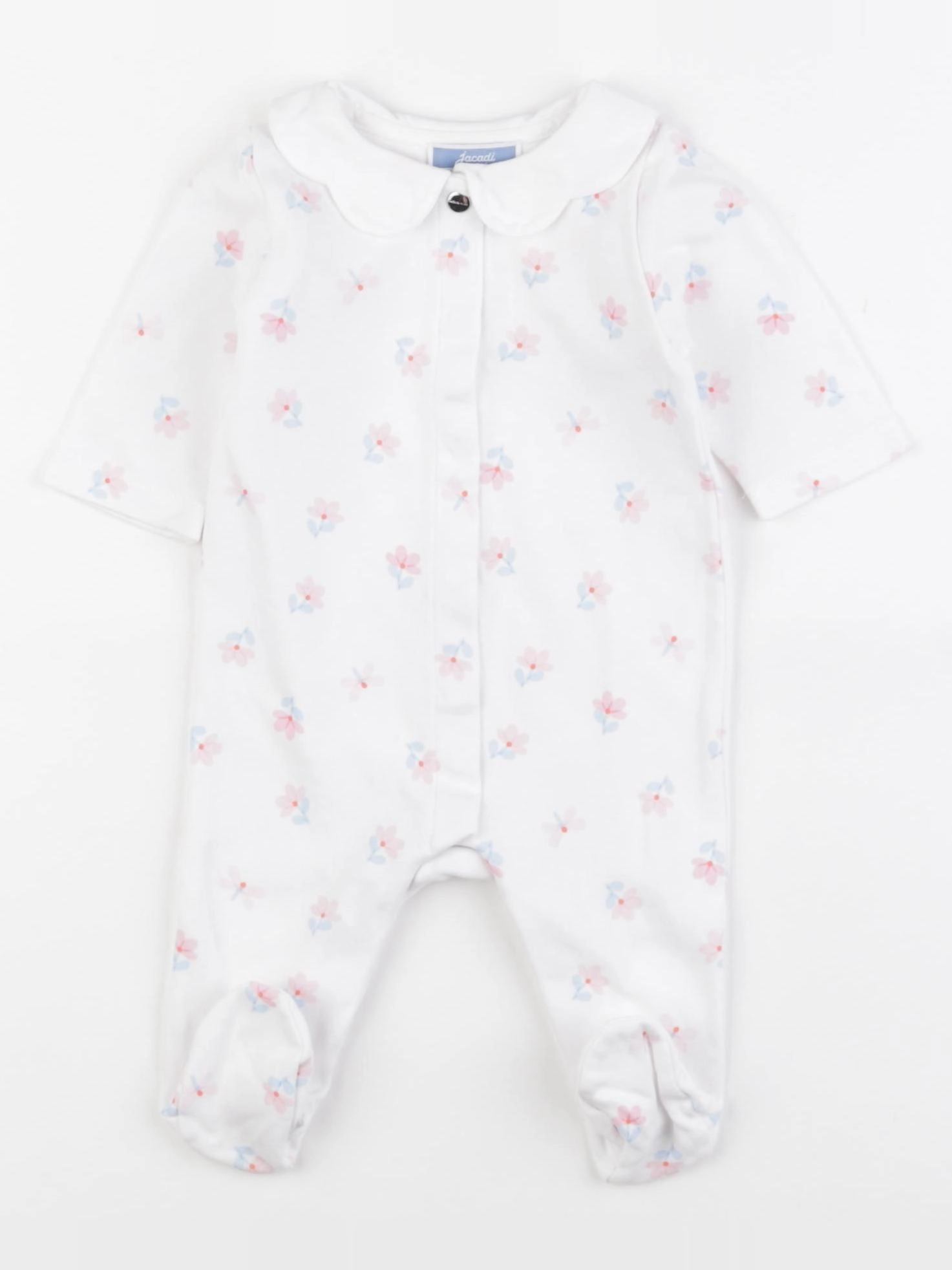 Jacadi - pyjama coton blanc, rose - 3 mois