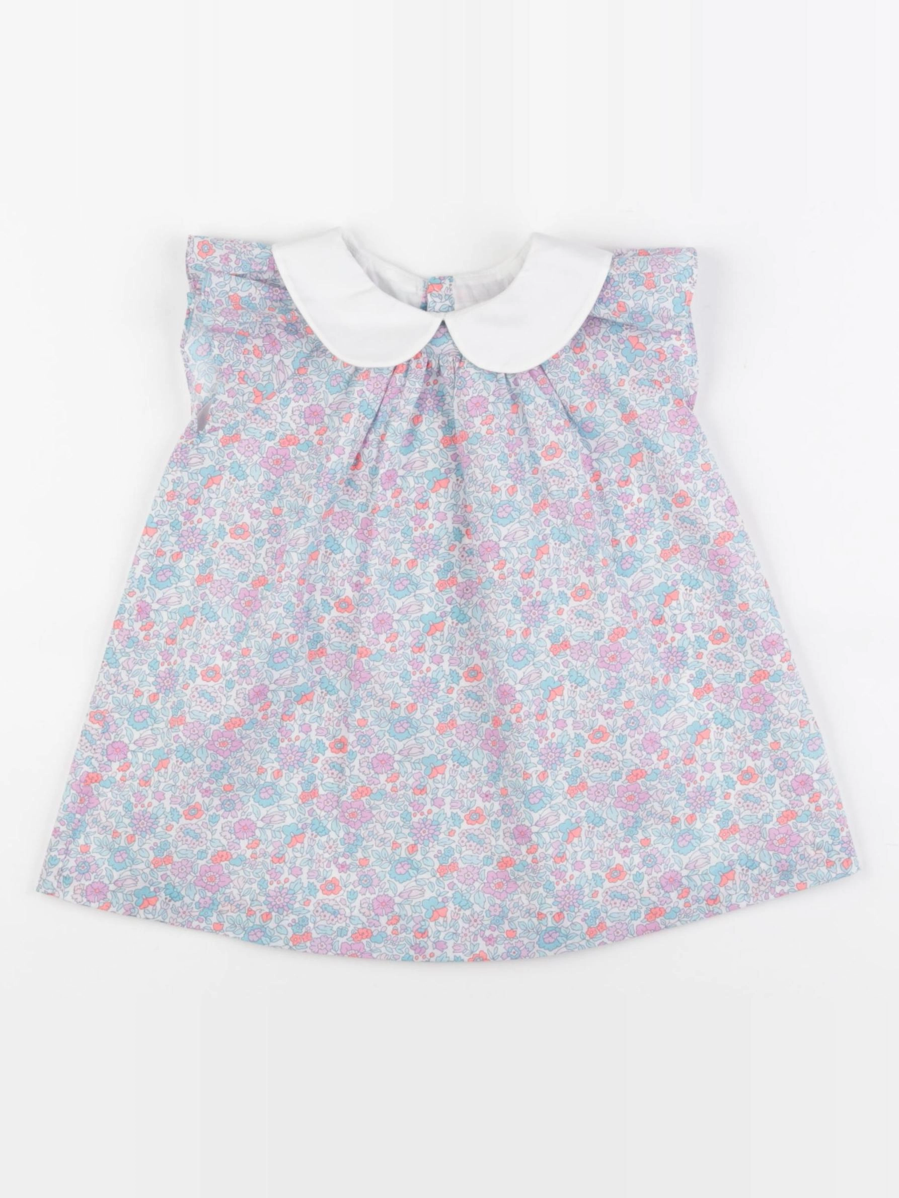 Jacadi - robe liberty bleu, rose - 12 mois