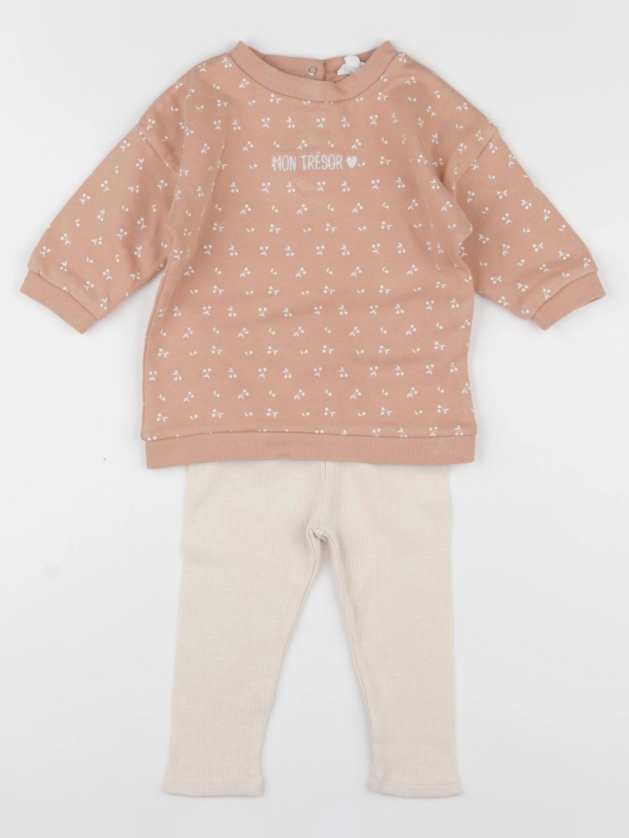 Vertbaudet - ensemble beige - 12 mois
