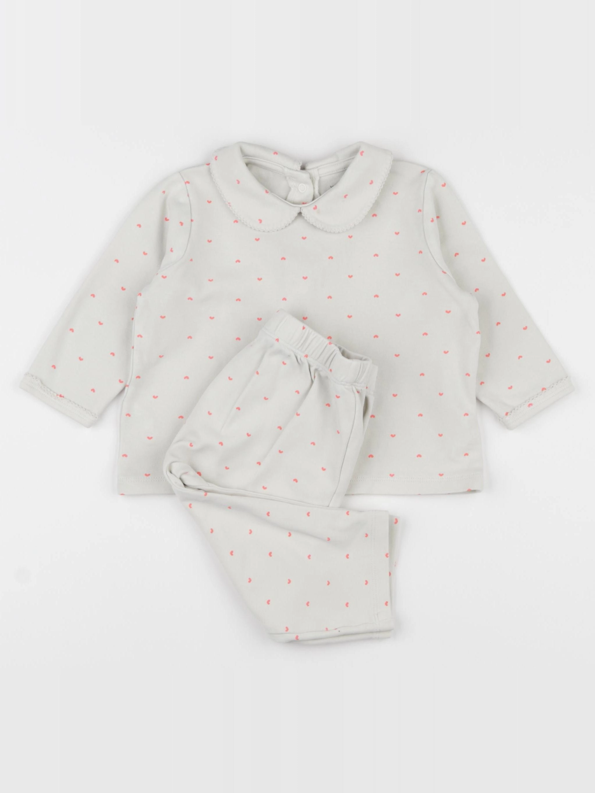 Vertbaudet - pyjama coton beige, rose - 18 mois