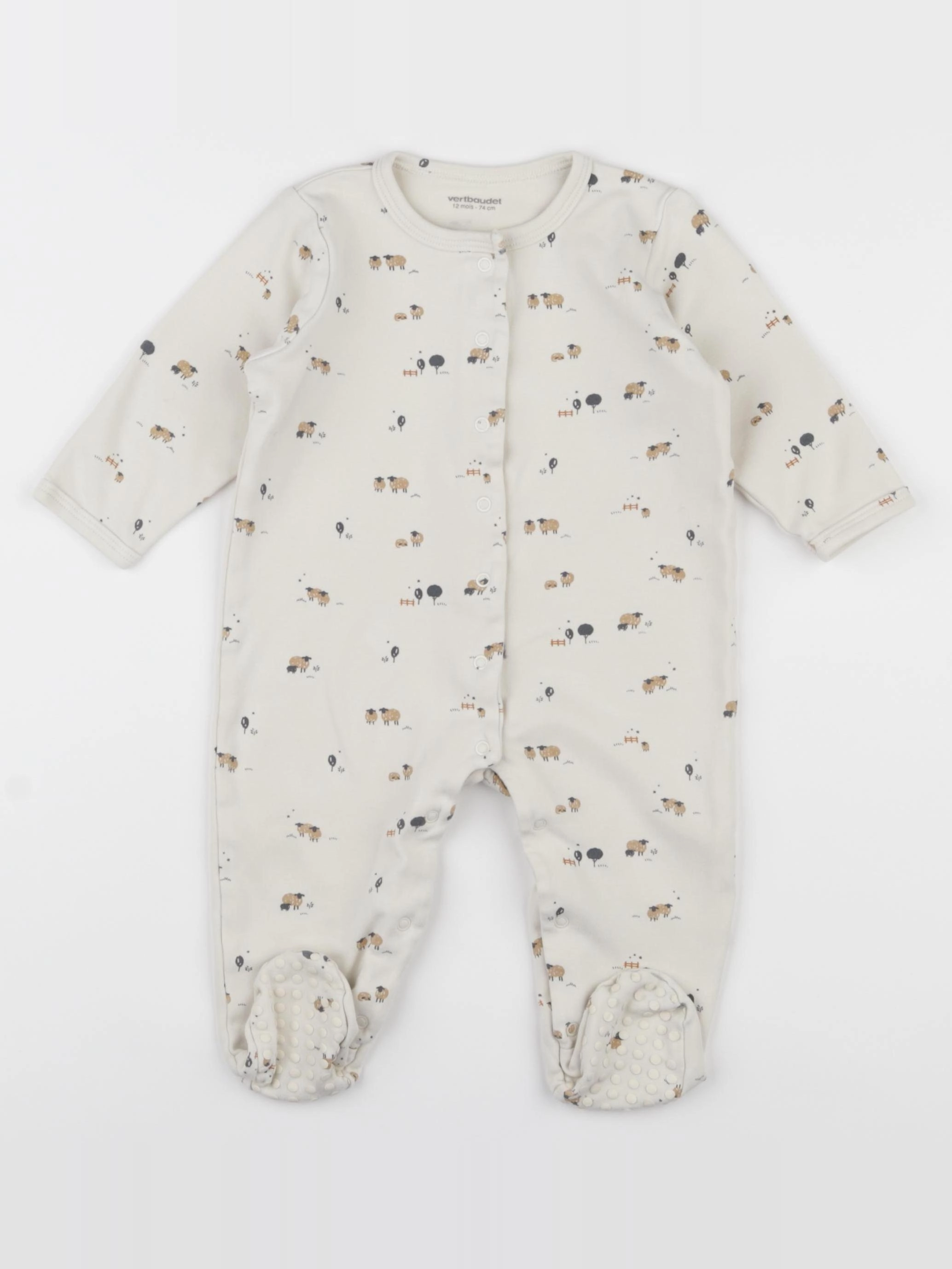 Vertbaudet - pyjama coton beige - 12 mois