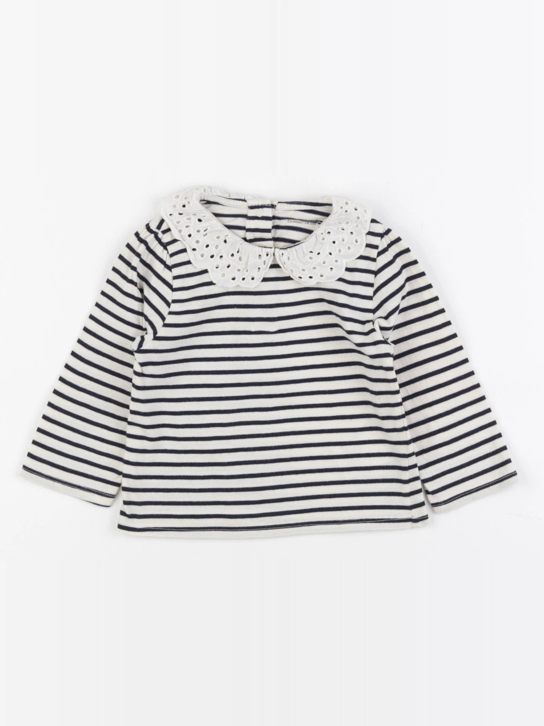 Vertbaudet - tee-shirt beige, bleu - 12 mois