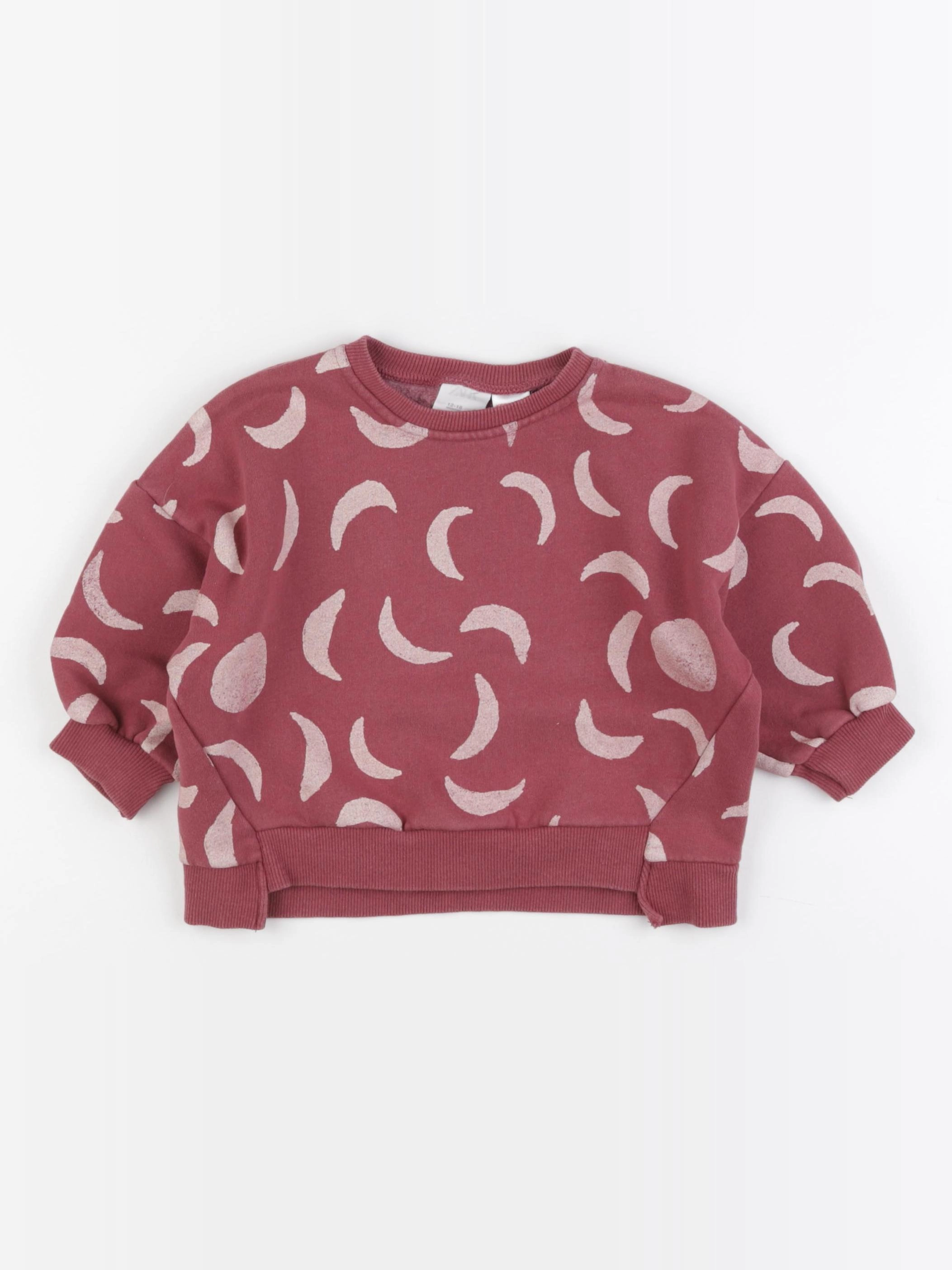 Zara - sweat rose, rouge - 12/18 mois