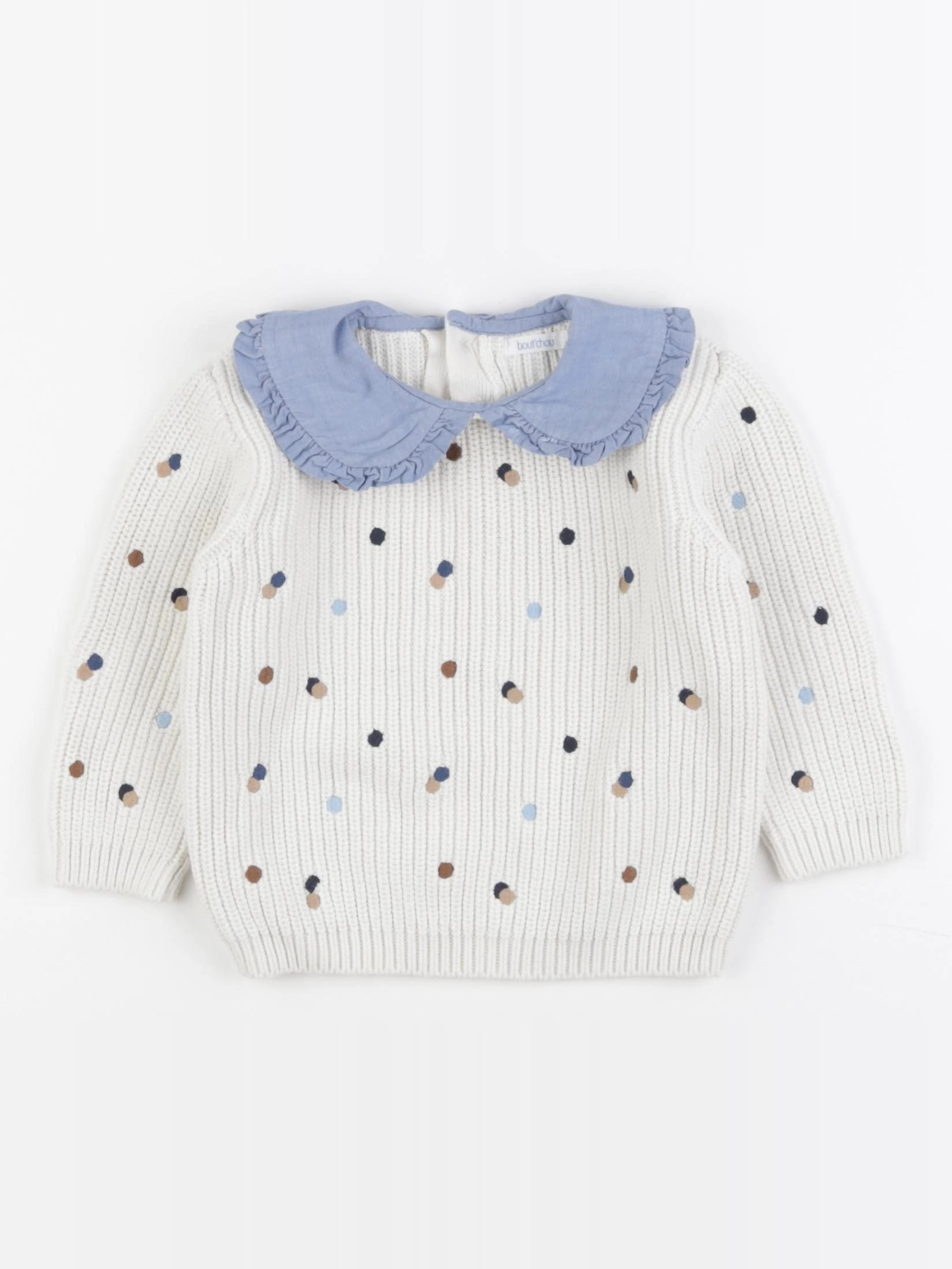 Boutchou - pull beige, bleu - 24 mois