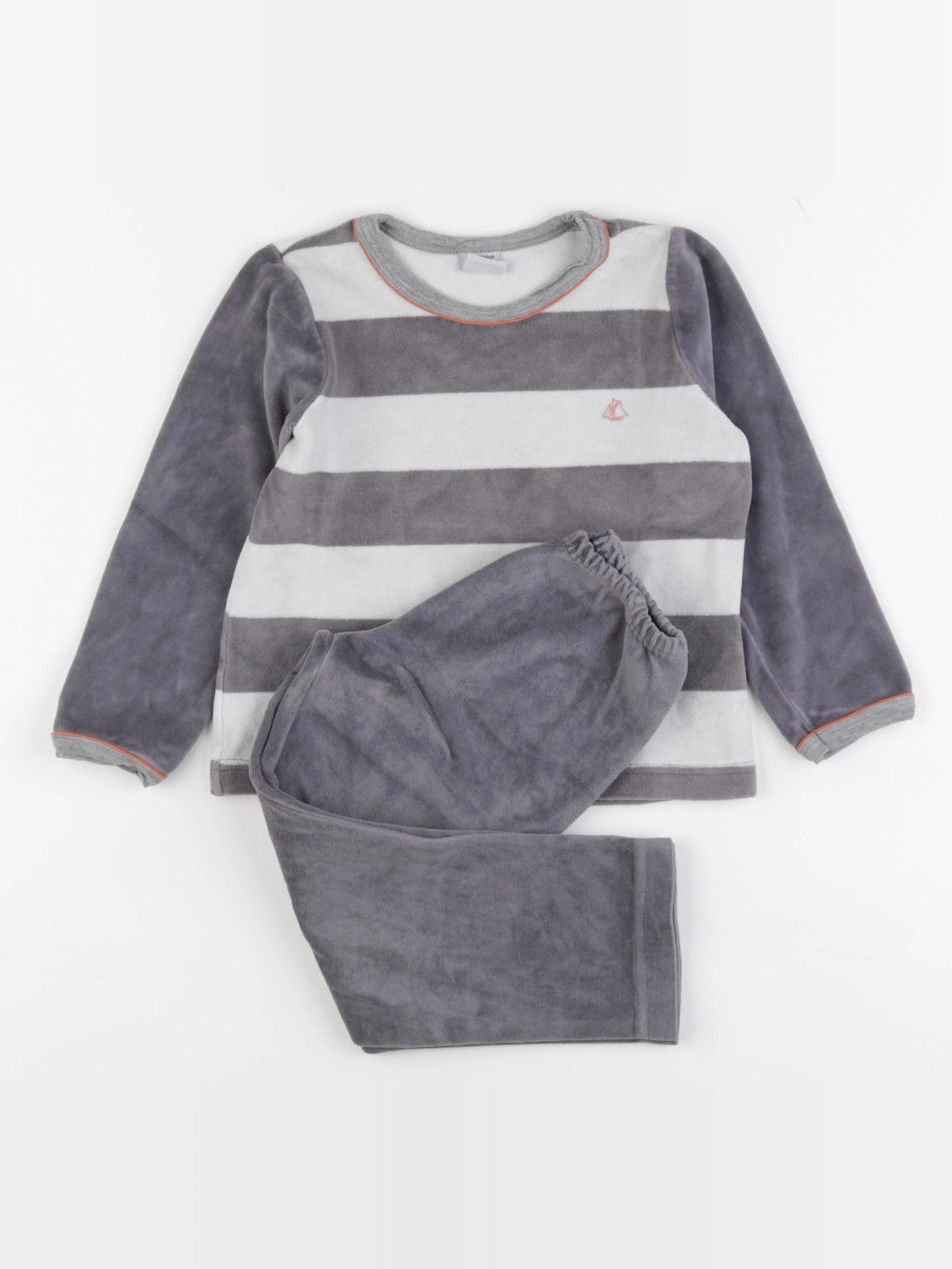 Petit Bateau - pyjama velours gris - 4 ans