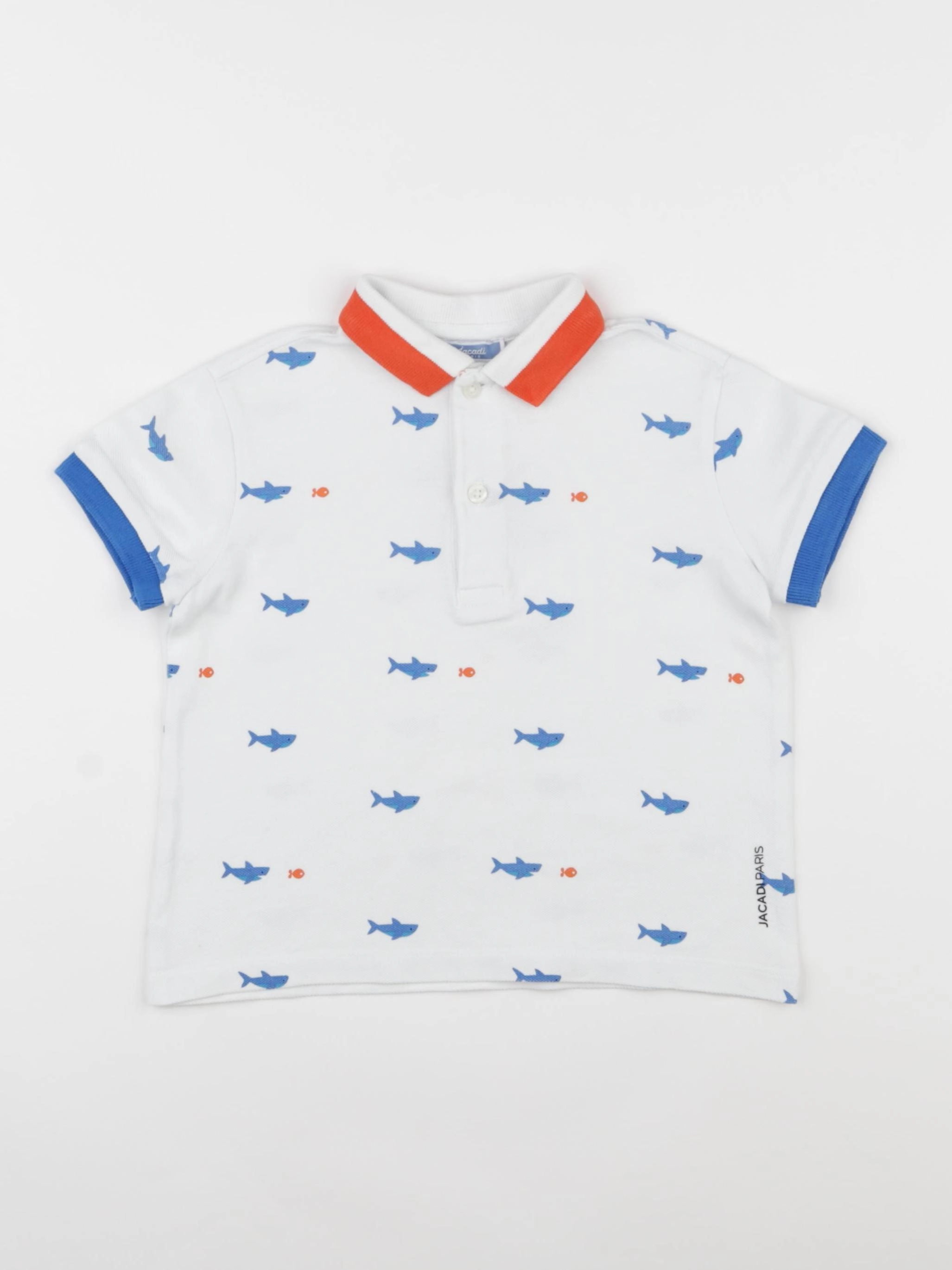 Jacadi - polo blanc, bleu - 4 ans