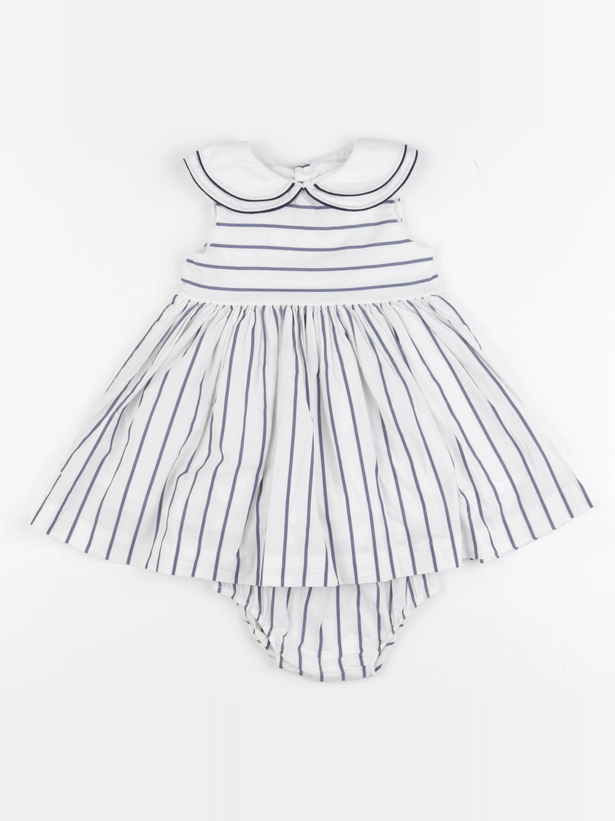 Jacadi - robe blanc, bleu - 12 mois