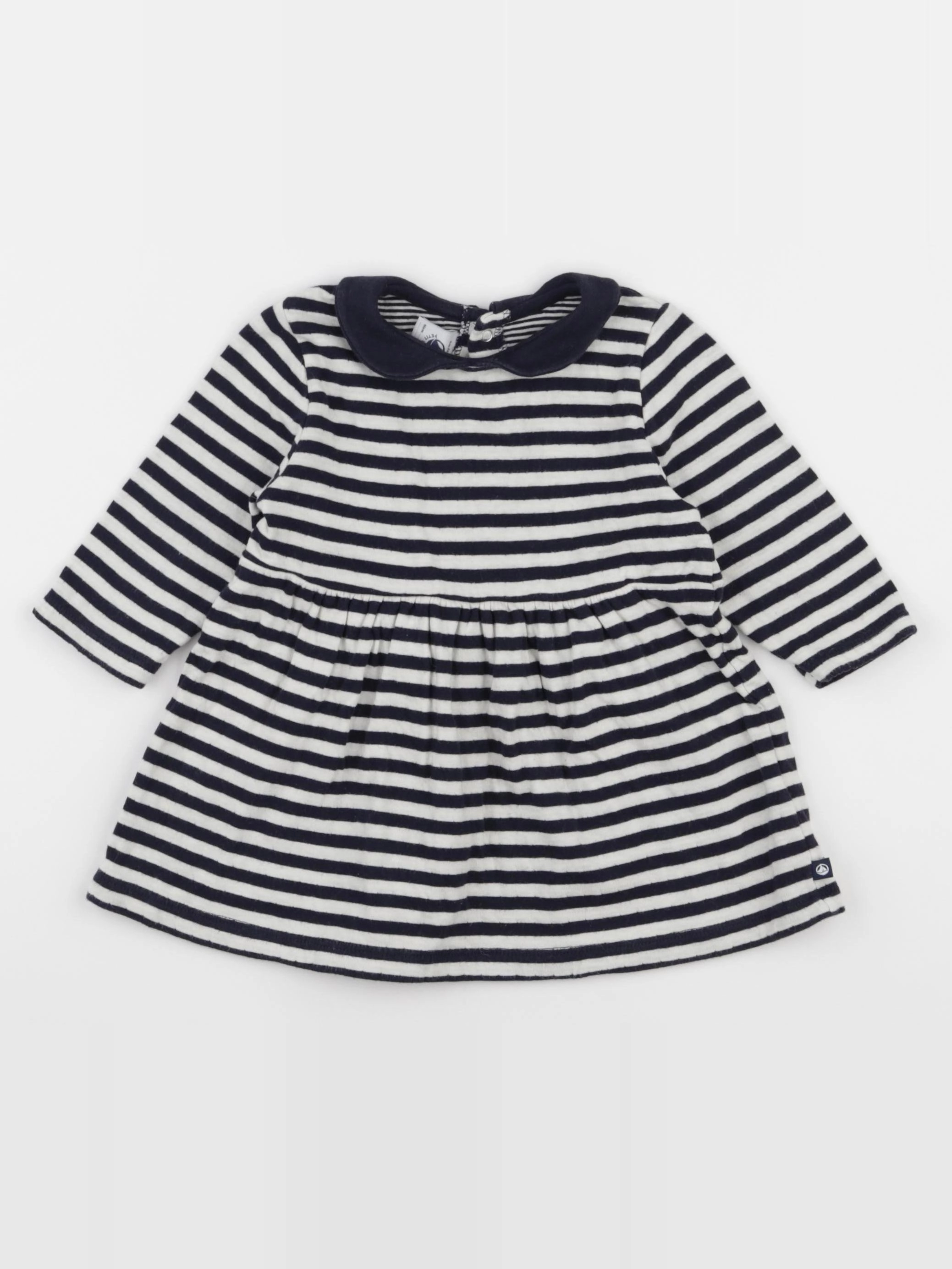 Petit Bateau - robe bleu, blanc - 6 mois
