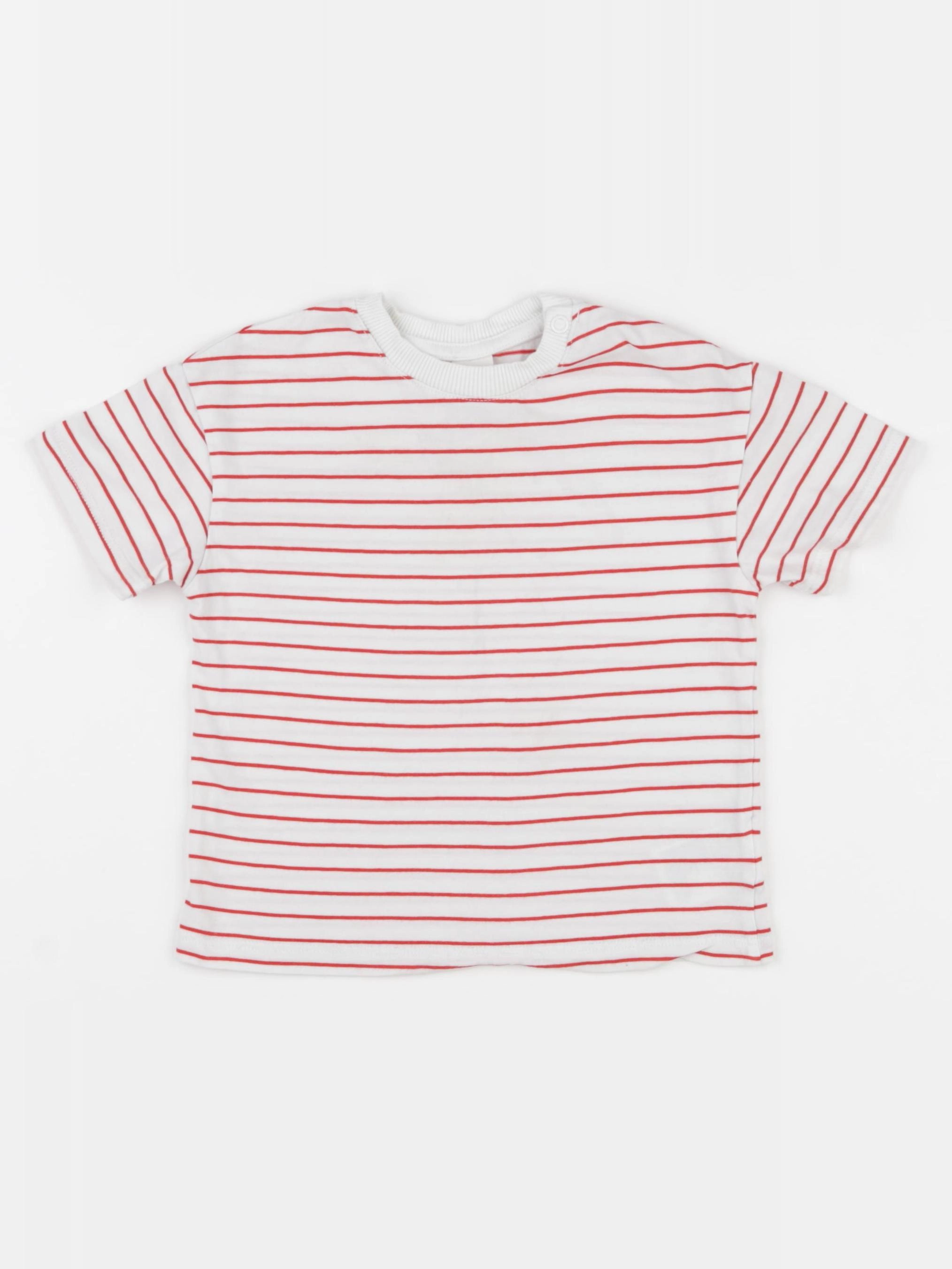 H&M - tee-shirt blanc, rouge - 12/18 mois