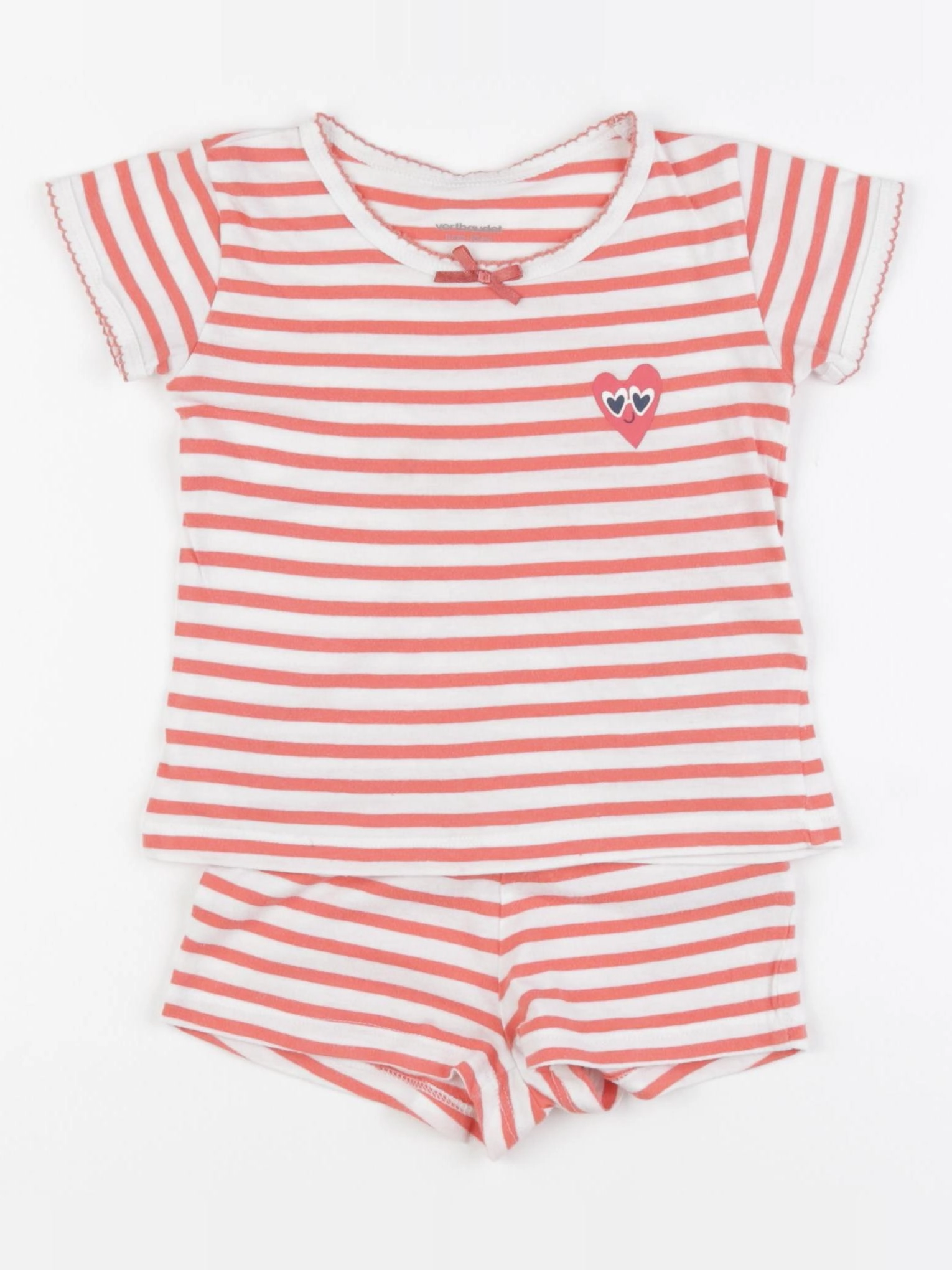 Vertbaudet - pyjama coton blanc, rose - 2 ans