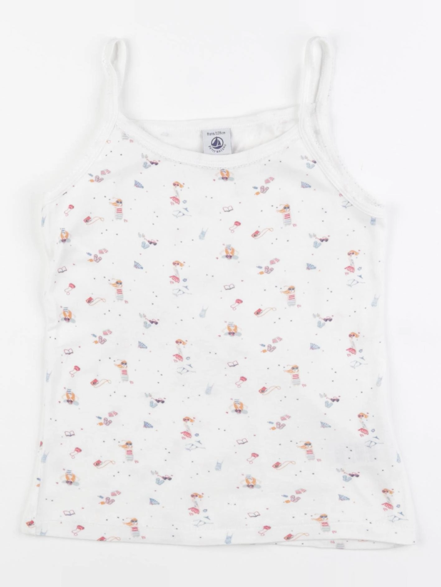 Petit Bateau - maillot de corps rose, blanc - 8 ans