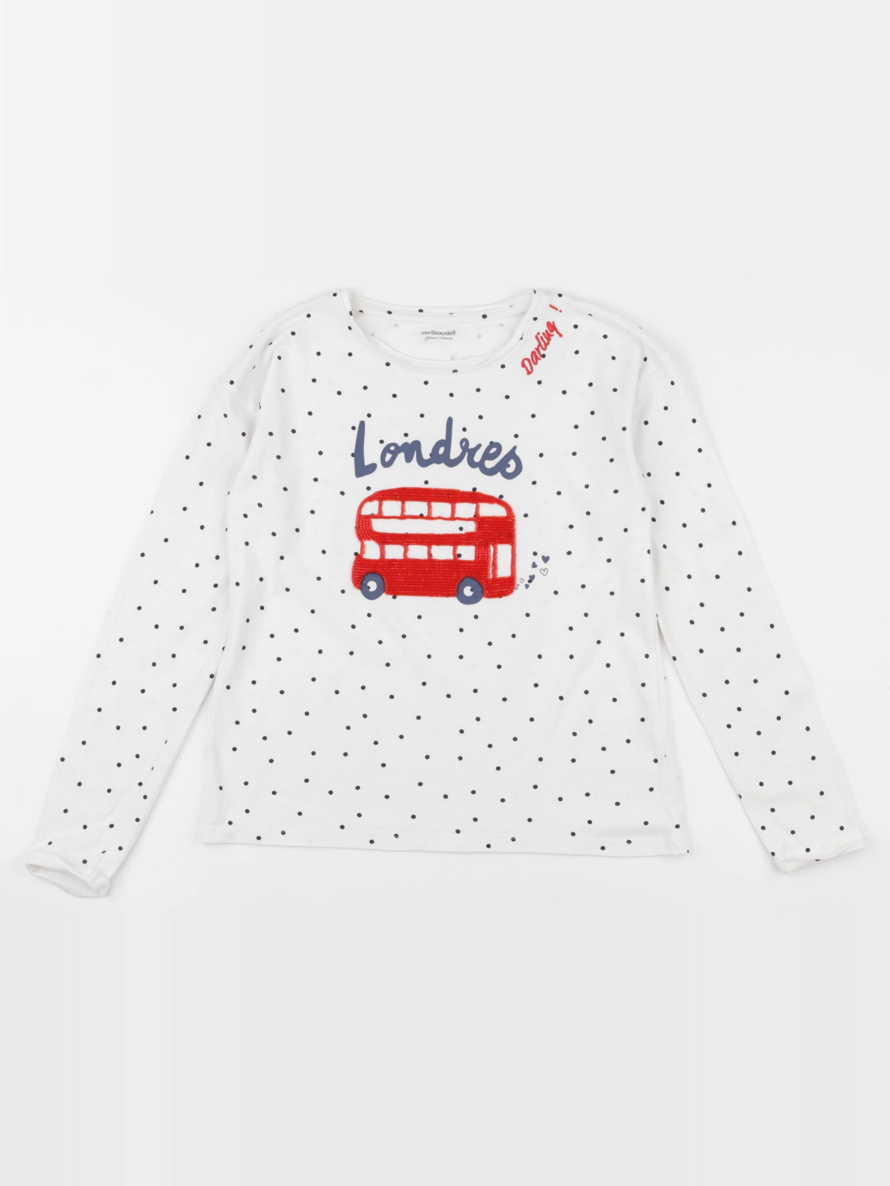 Vertbaudet - tee-shirt blanc, rouge - 10 ans