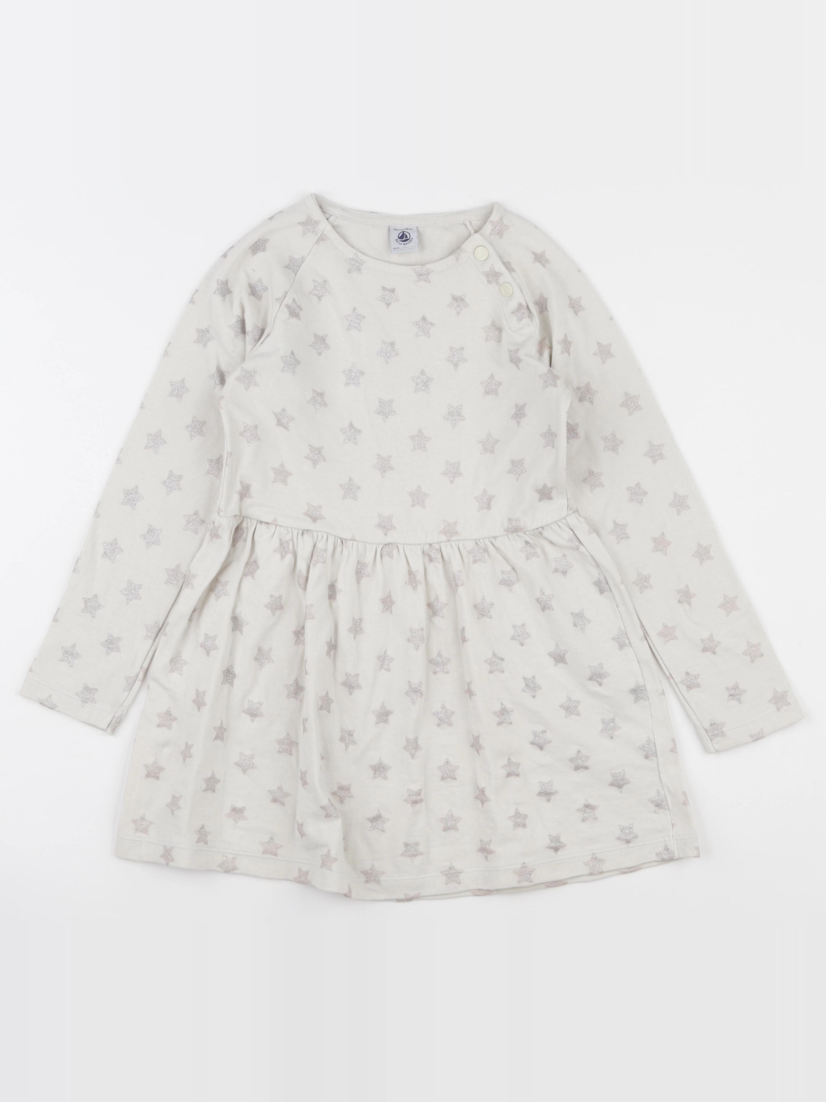 Petit Bateau - robe blanc, argent - 8 ans