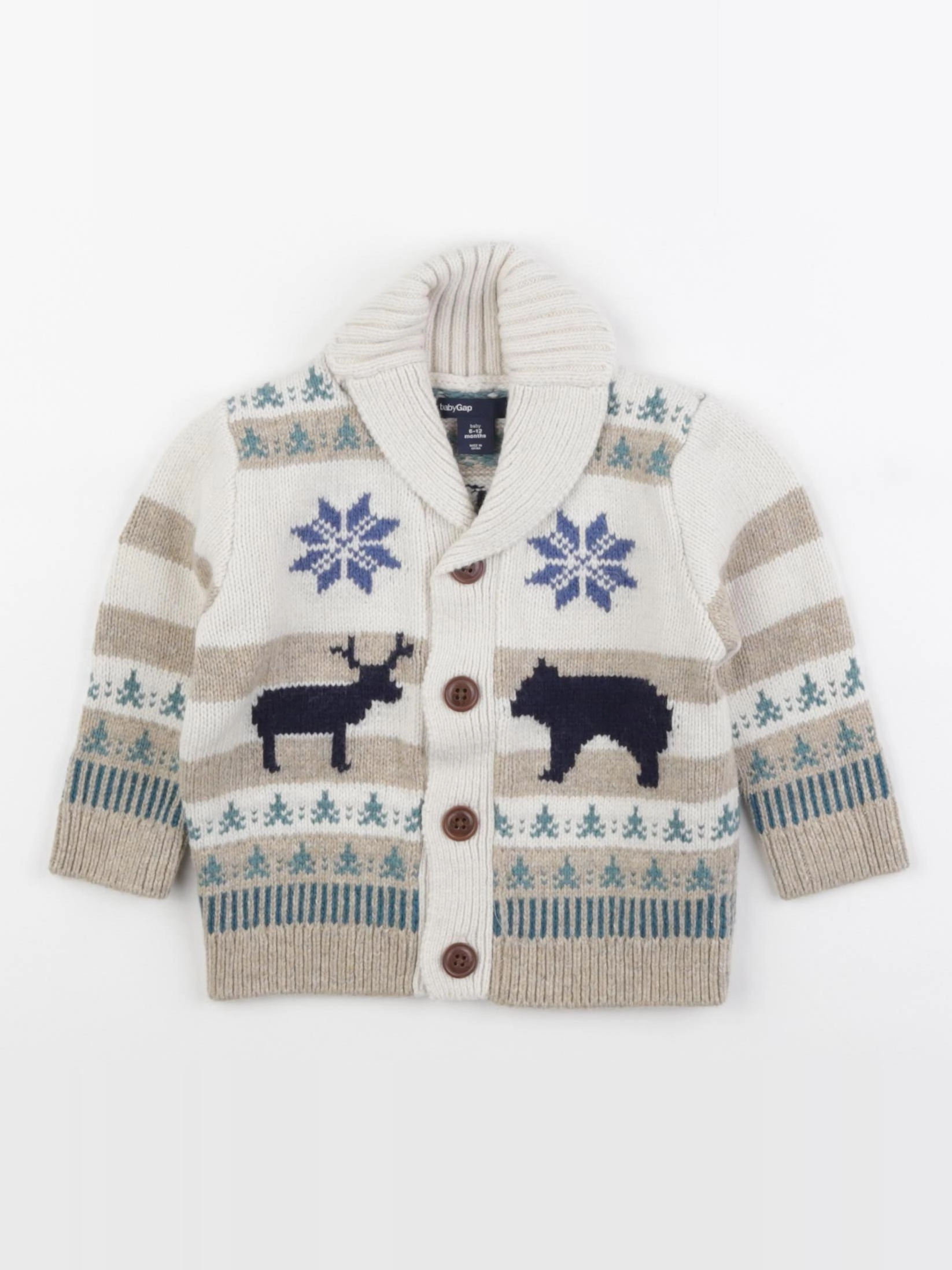 GAP - gilet imprimé au dos beige - 6/12 mois