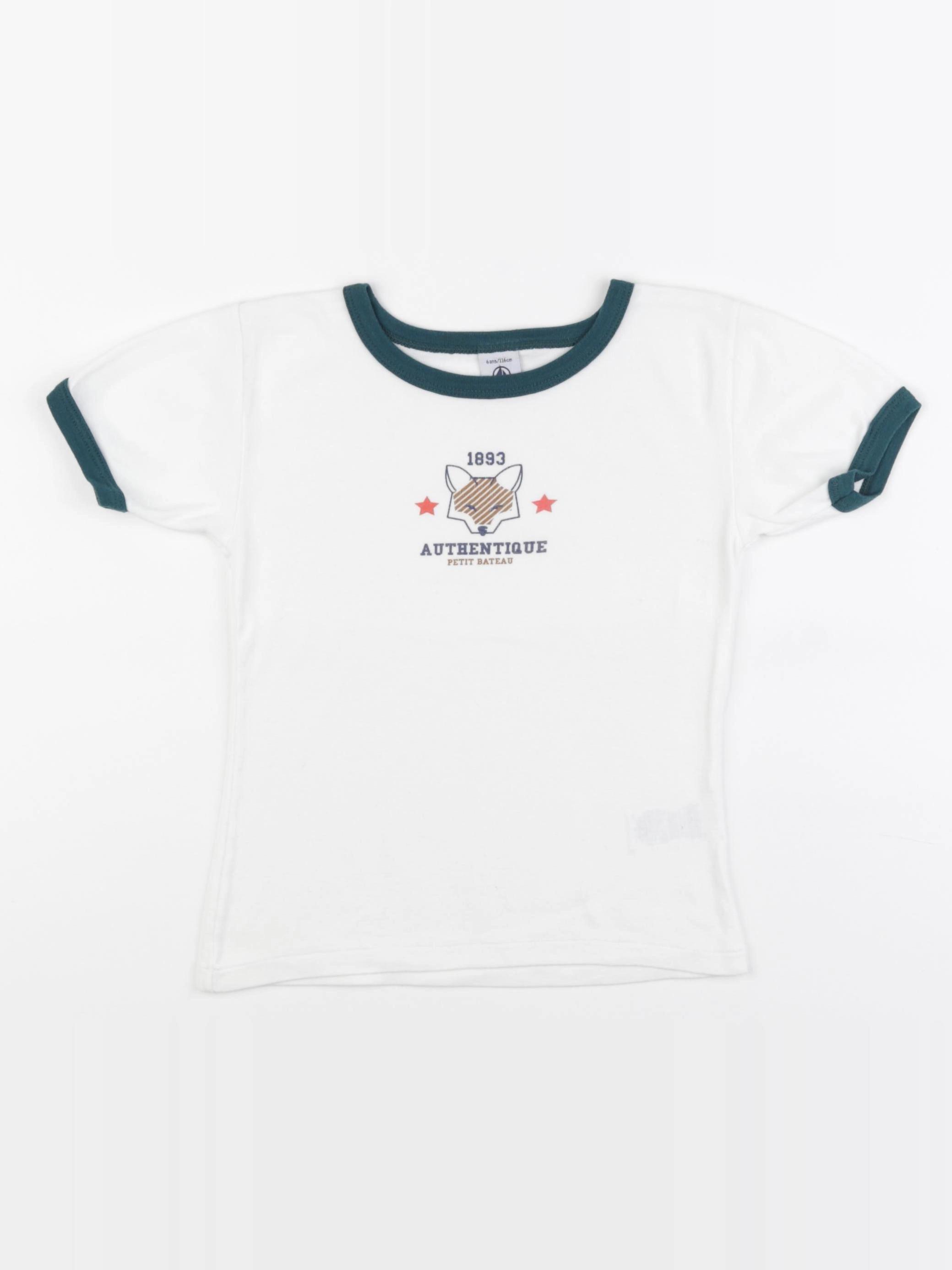Petit Bateau - maillot de corps blanc, vert - 6 ans