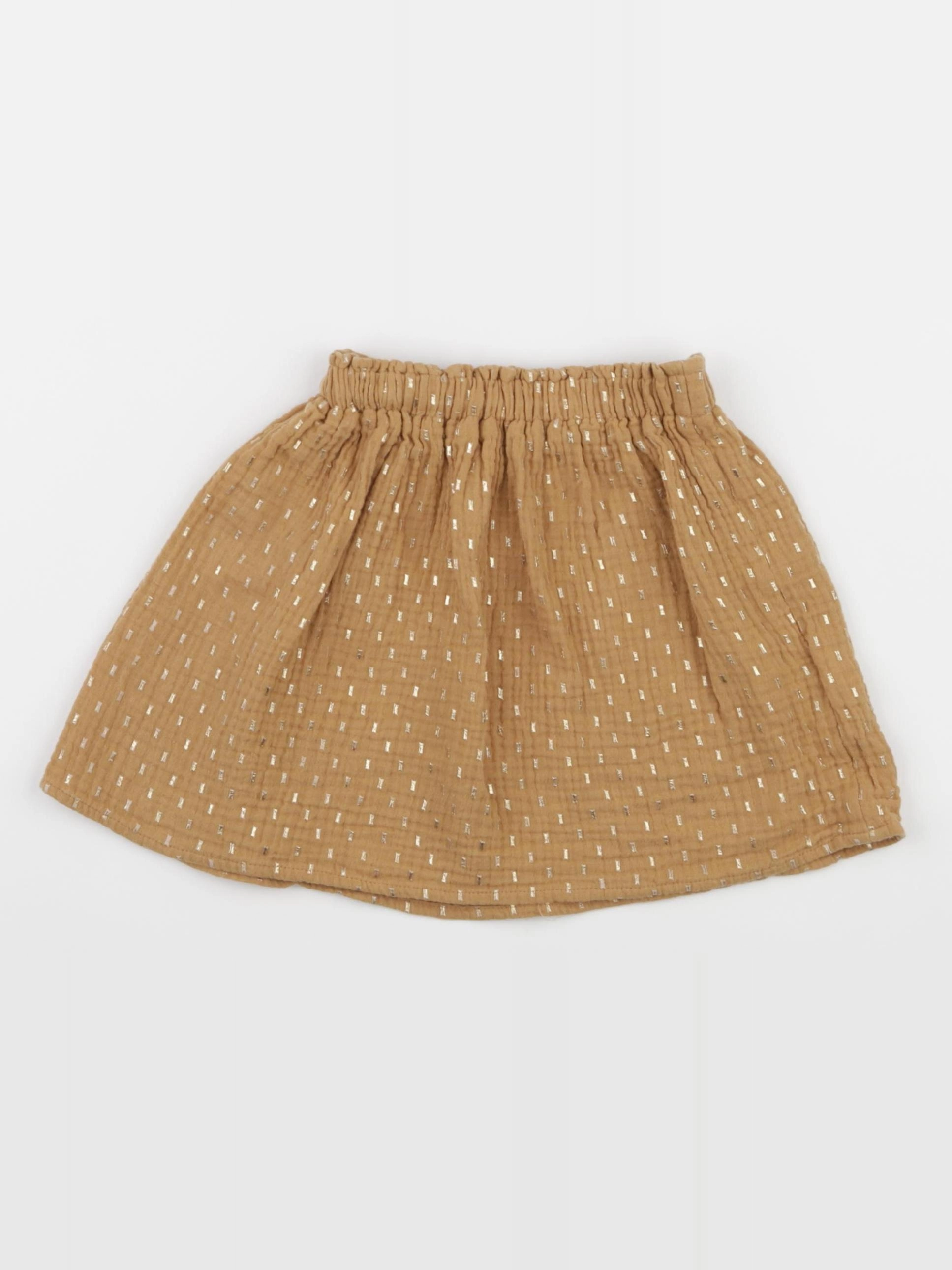 Little Cigogne - jupe marron, or - 3 ans