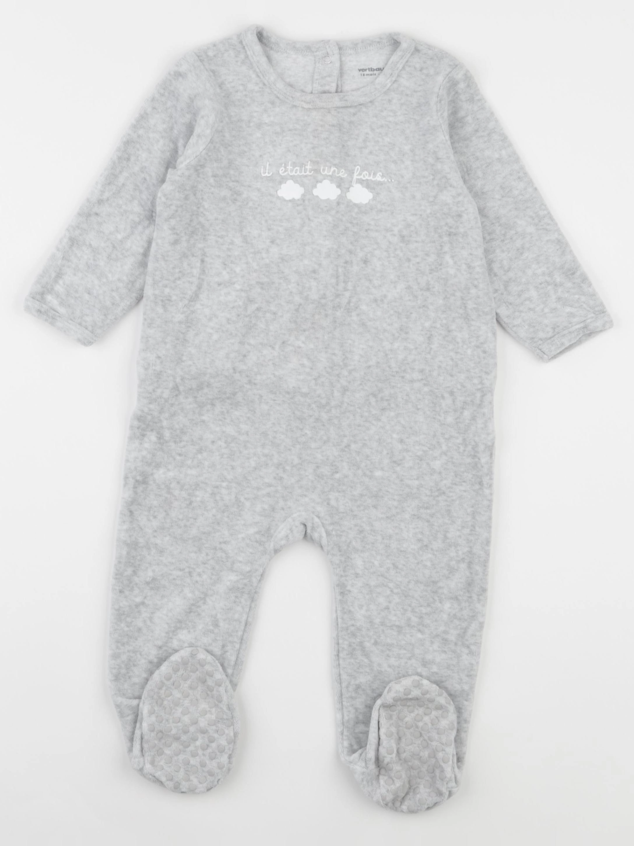 Vertbaudet - pyjama velours gris - 18 mois