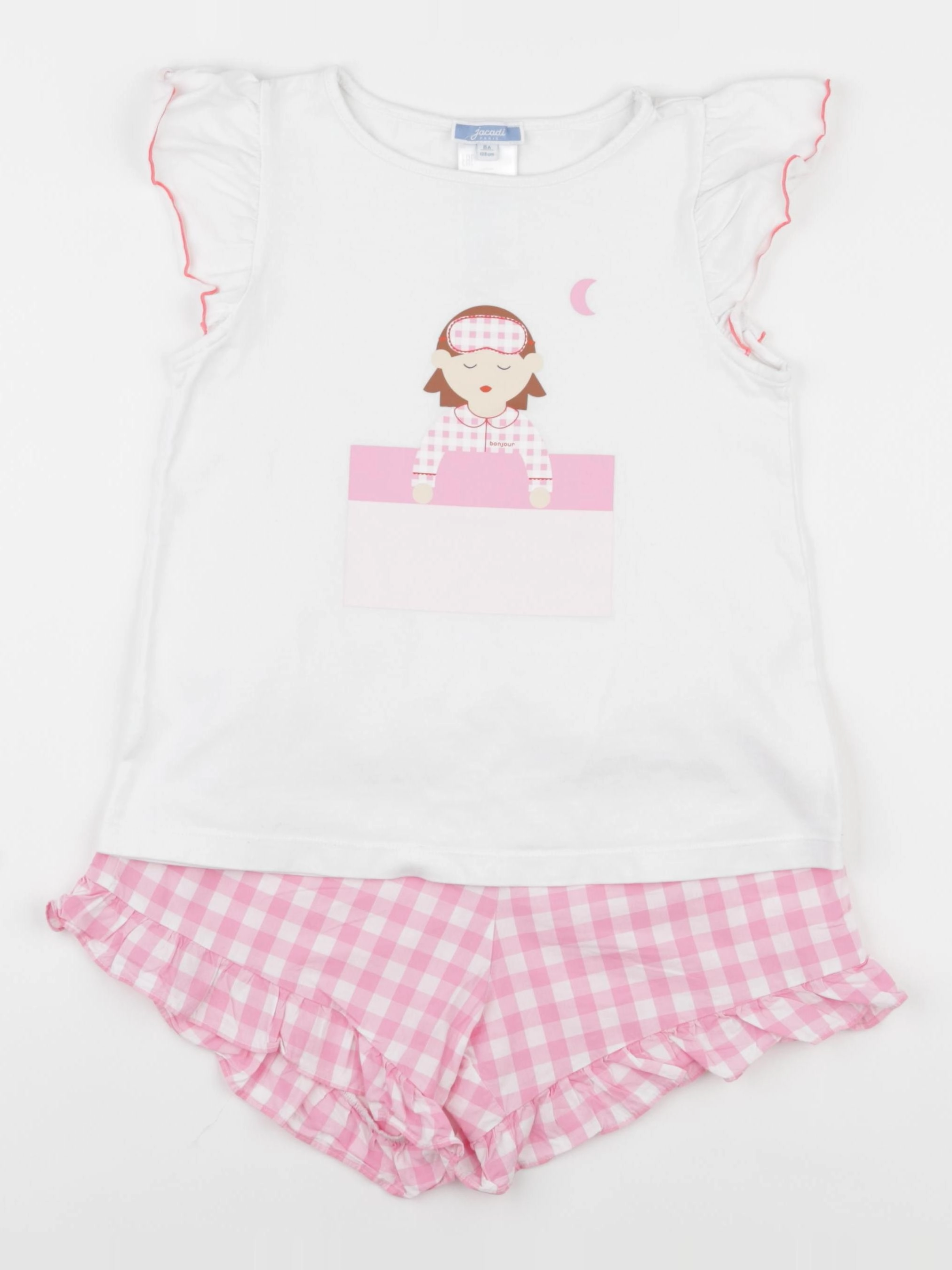 Jacadi - pyjama coton blanc, rose - 8 ans