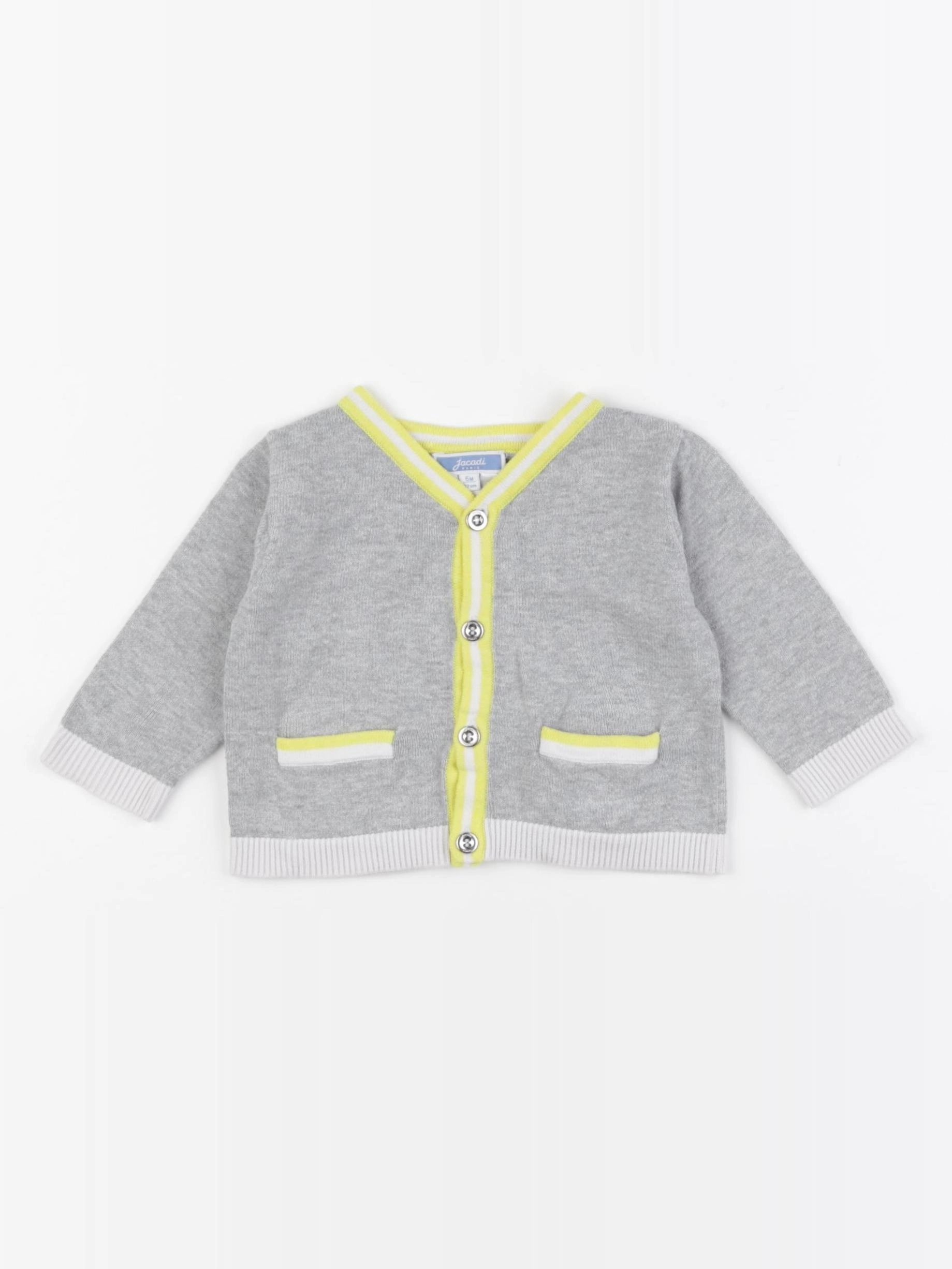 Jacadi - gilet gris, jaune - 6 mois
