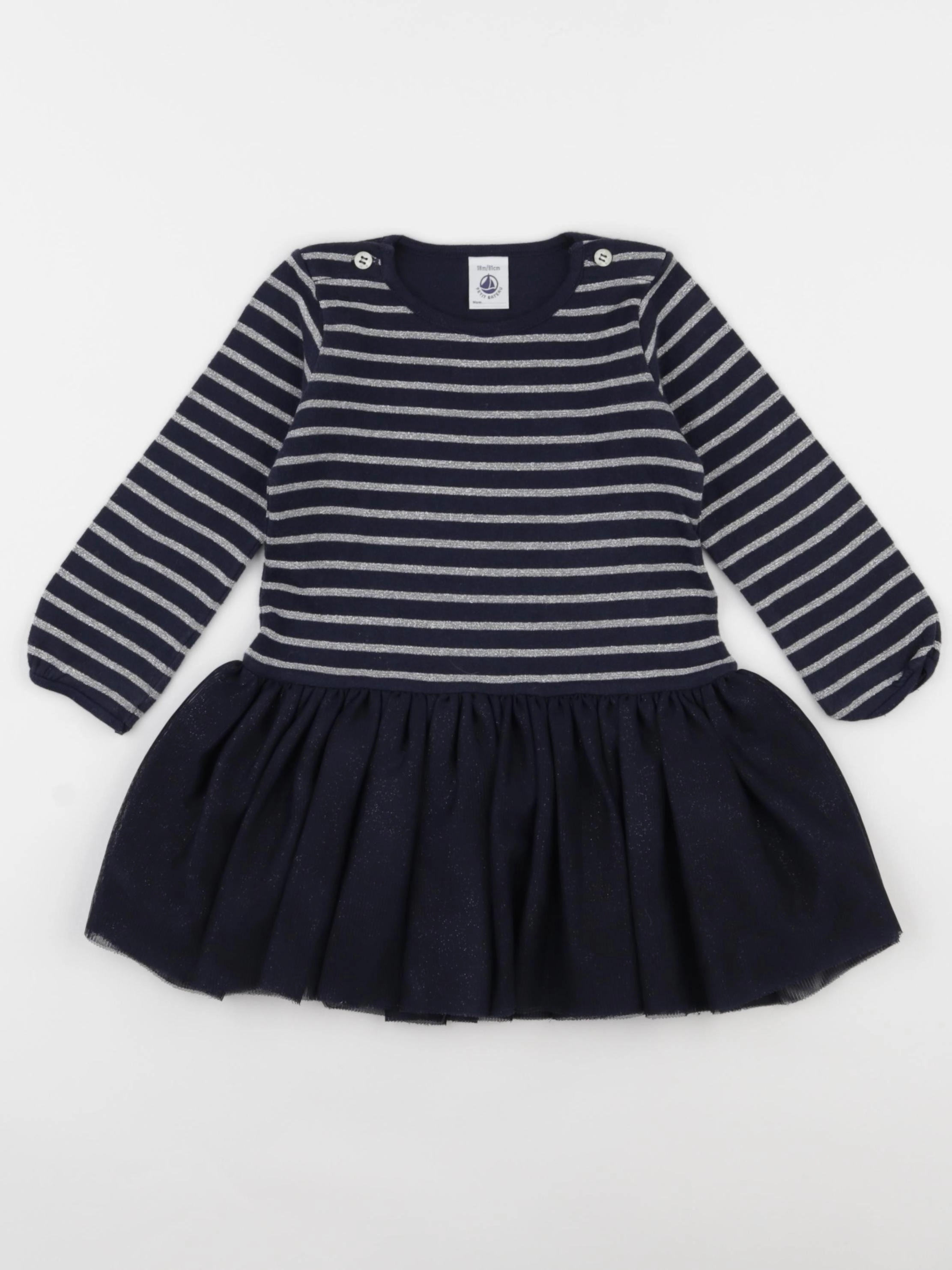 Petit Bateau - robe bleu, or - 18 mois