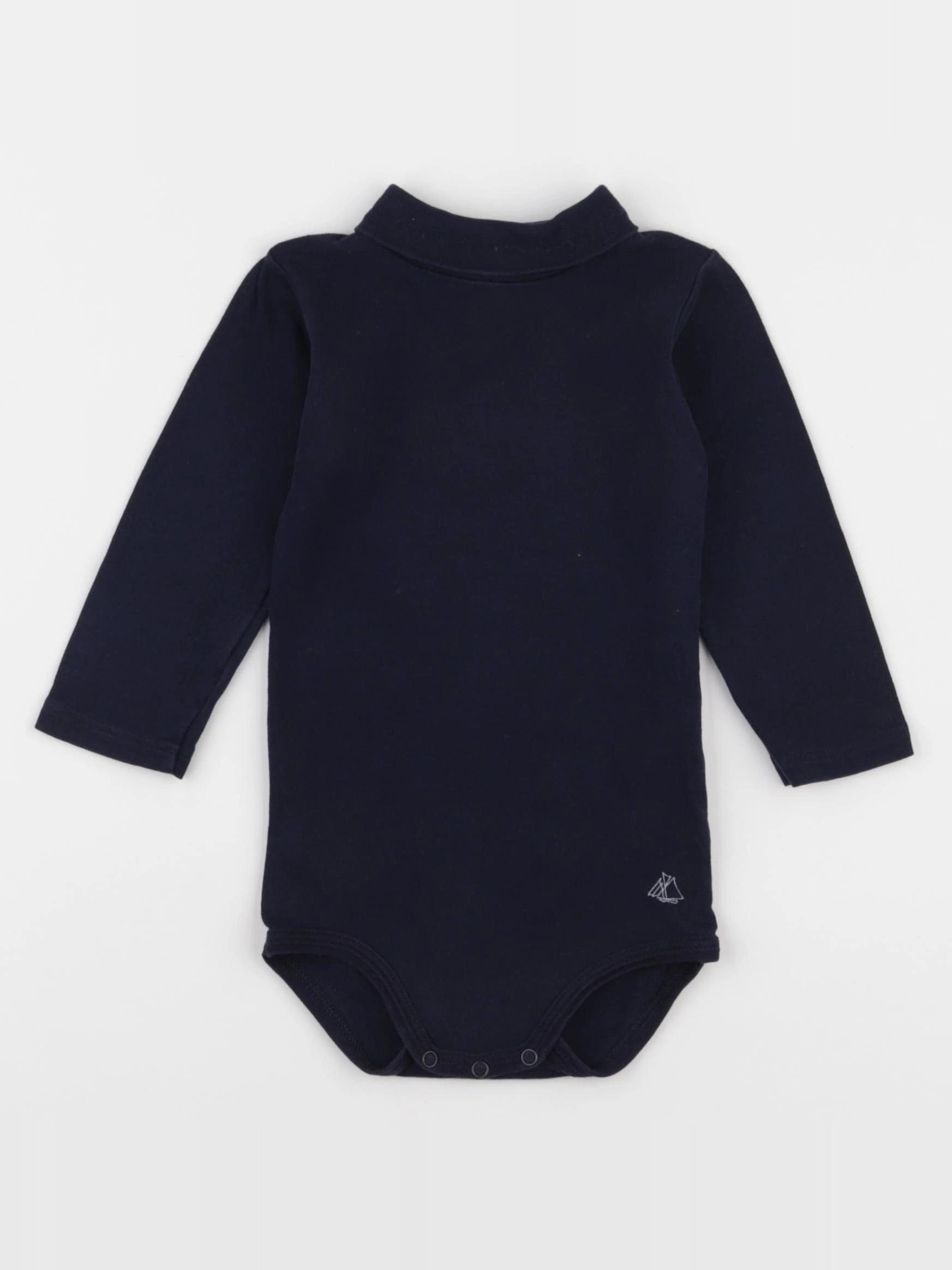Petit Bateau - body à col bleu - 12 mois