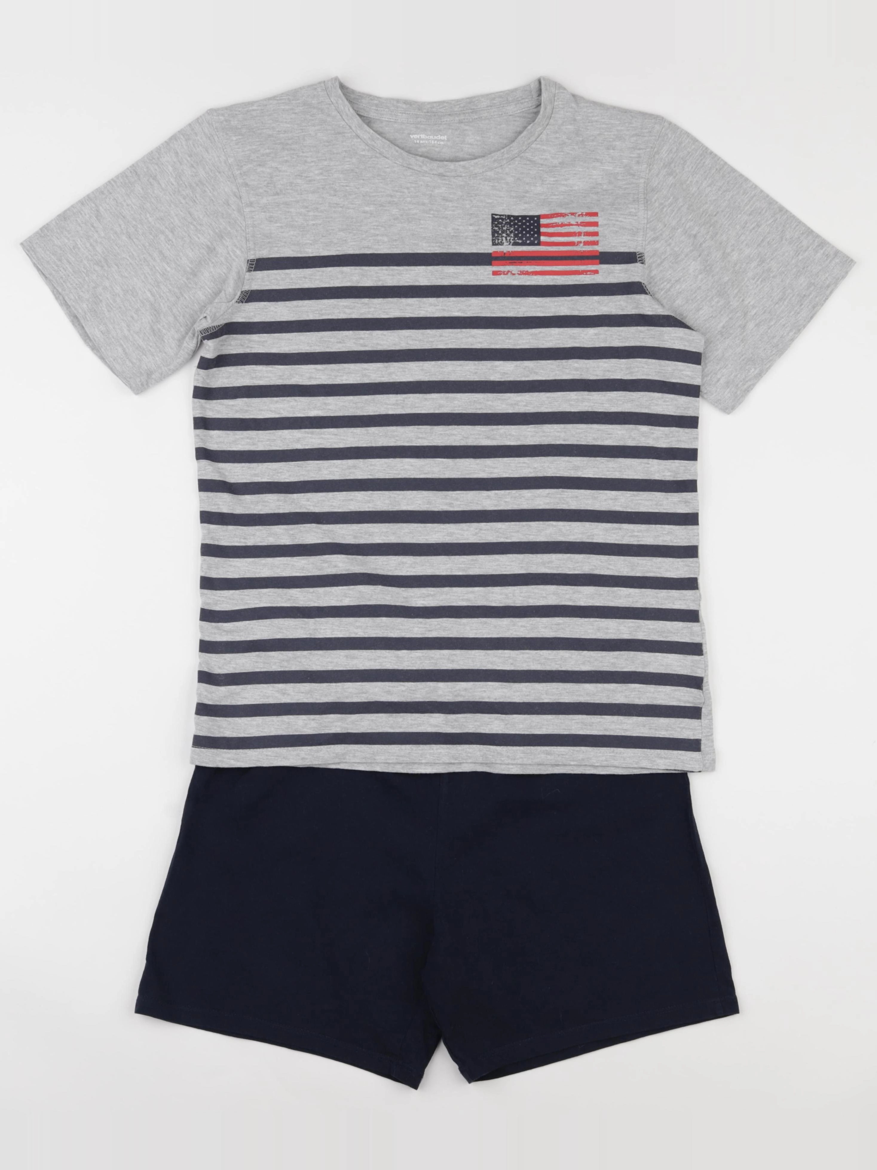 Vertbaudet - pyjama coton gris, bleu - 14 ans
