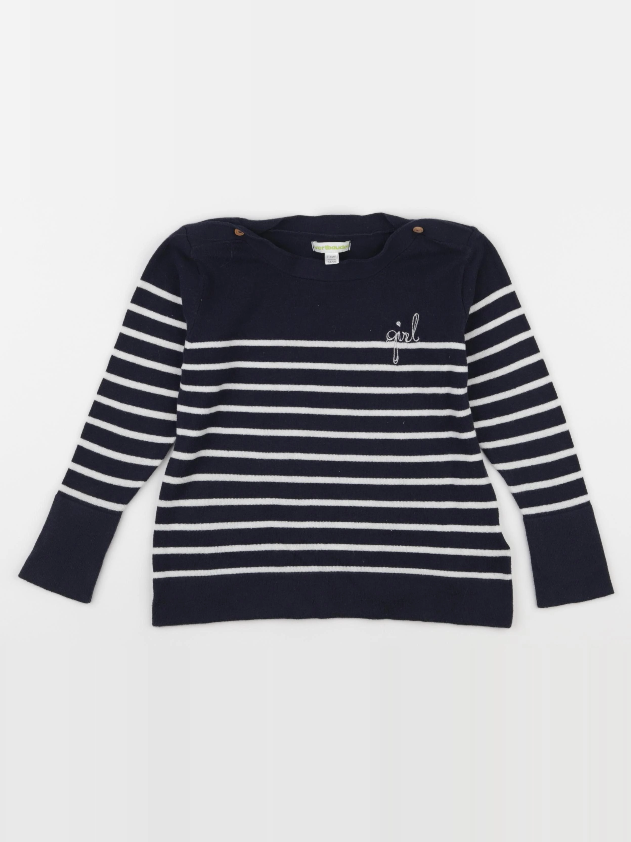 Vertbaudet - pull blanc, bleu - 6 ans