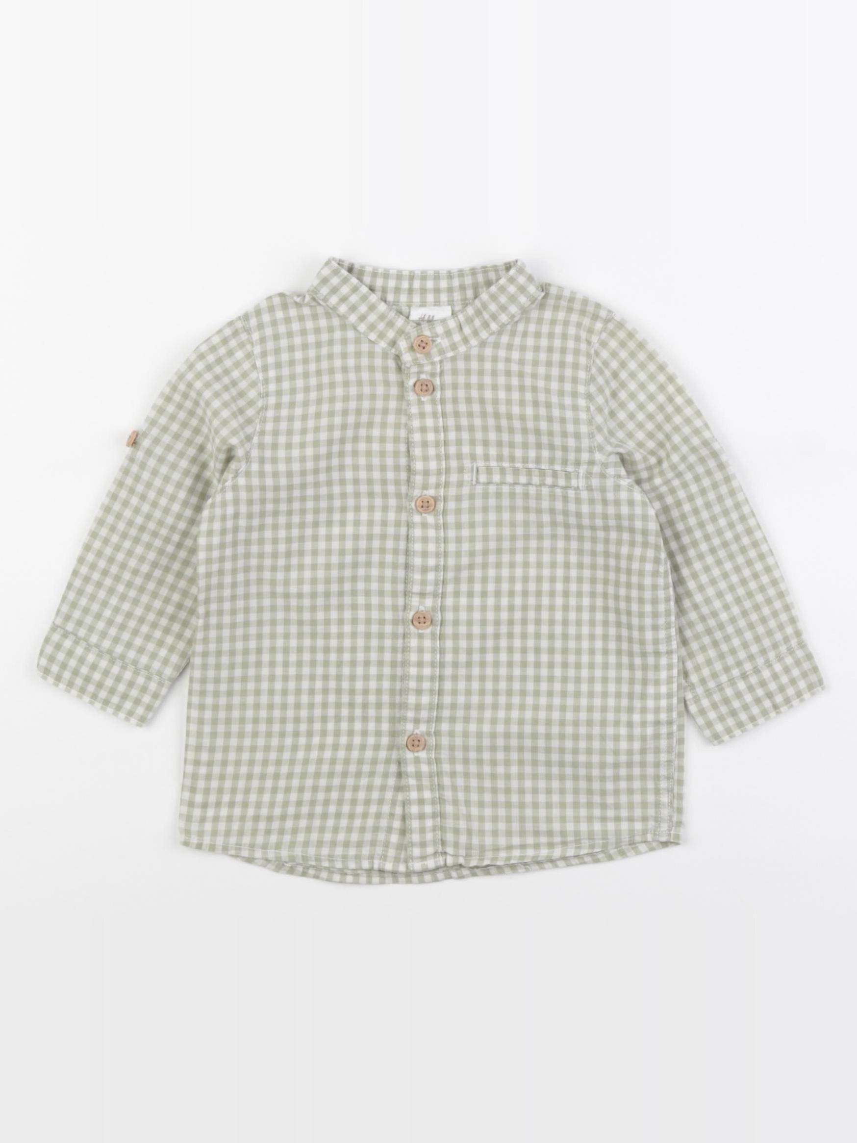 H&M - chemise vert, blanc - 6 mois