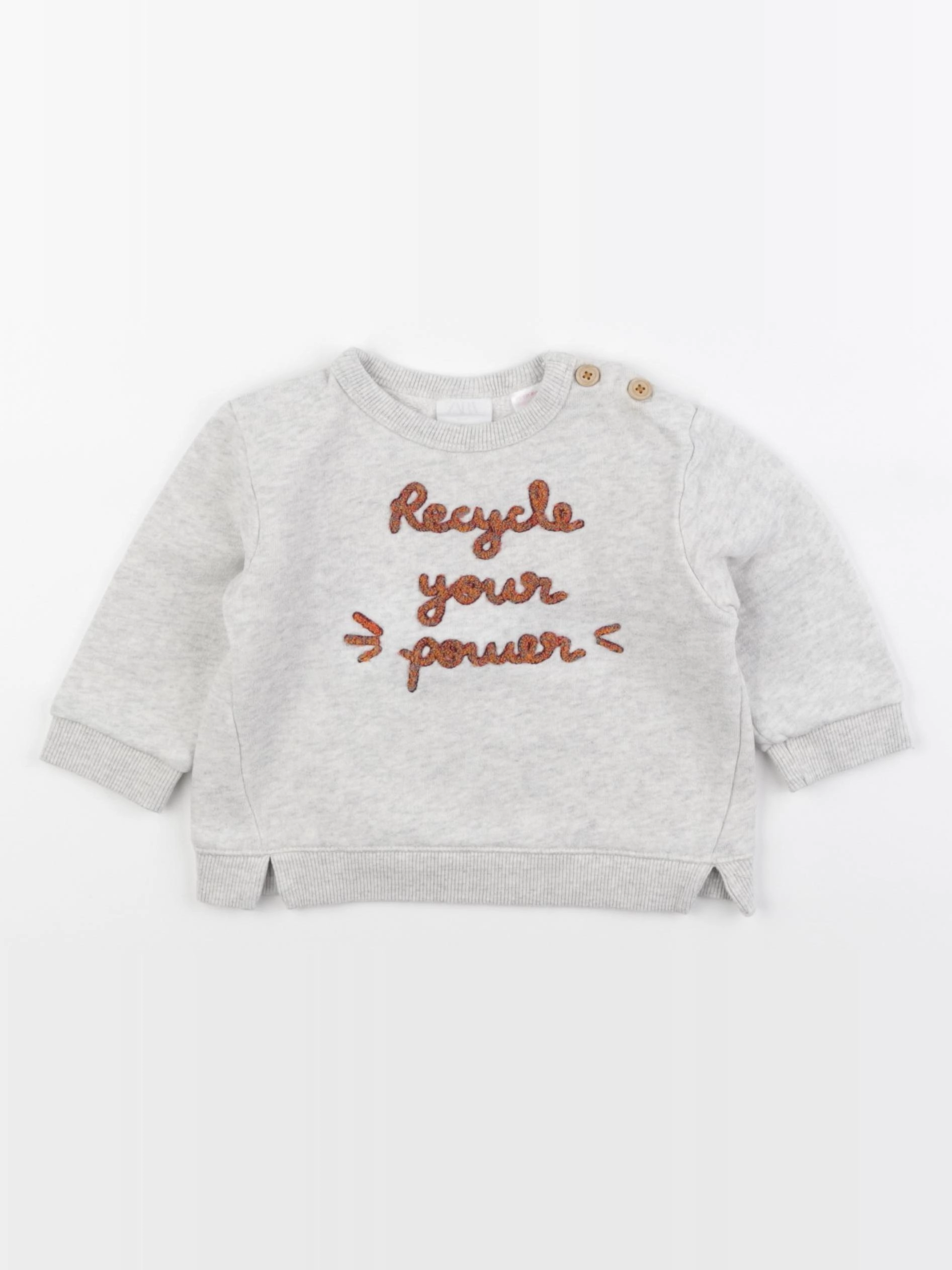 Zara - sweat gris - 3/6 mois