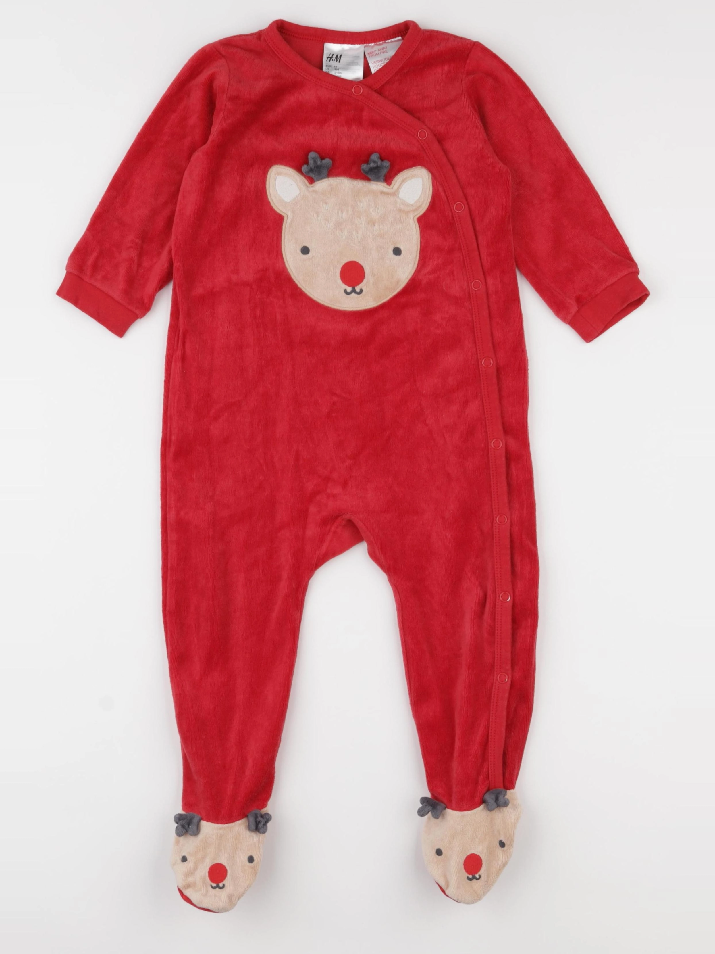 H&M - pyjama velours rouge - 12/18 mois