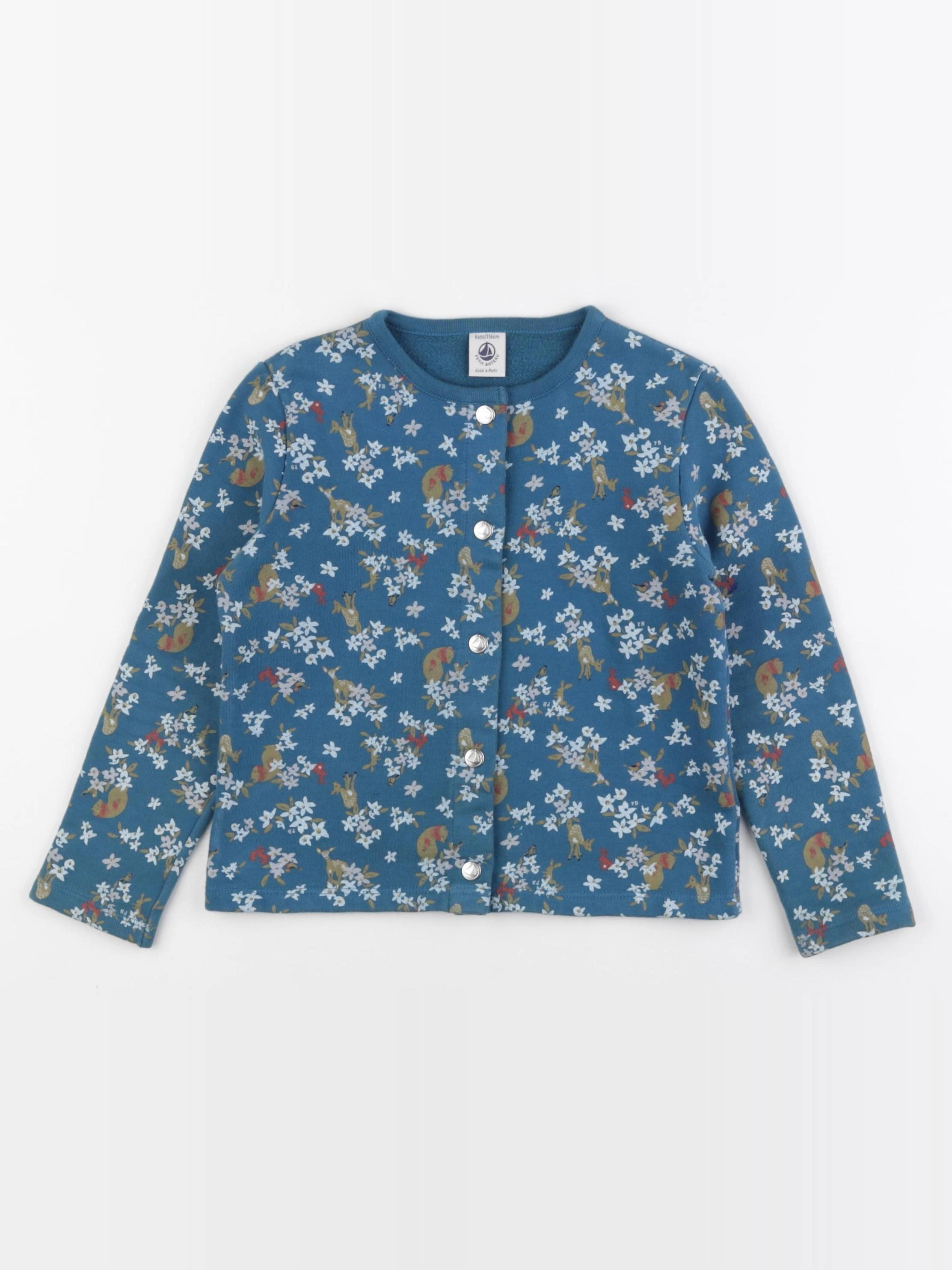 Petit Bateau - sweat bleu - 6 ans