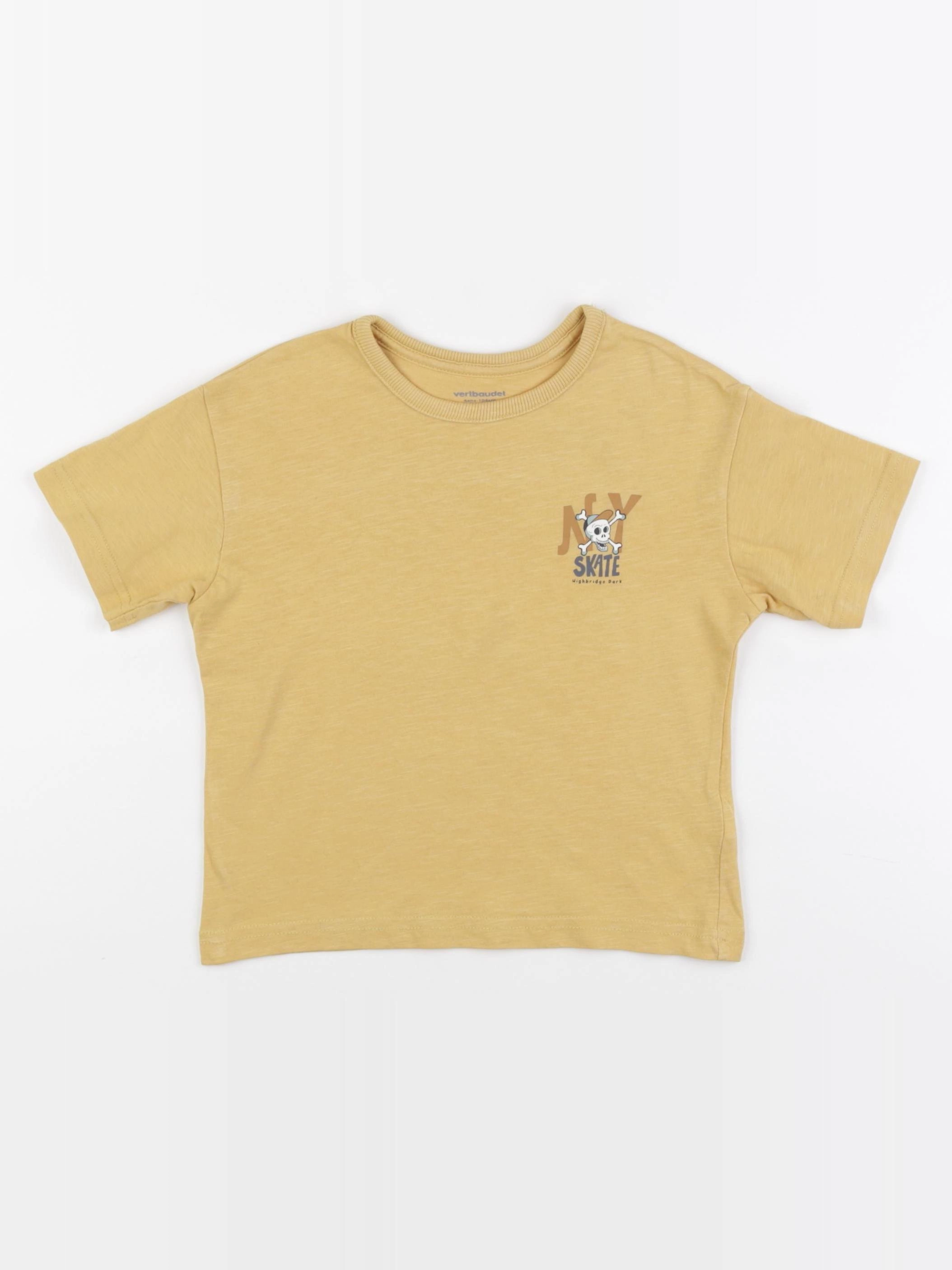 Vertbaudet - tee-shirt imprimé au dos jaune - 4 ans