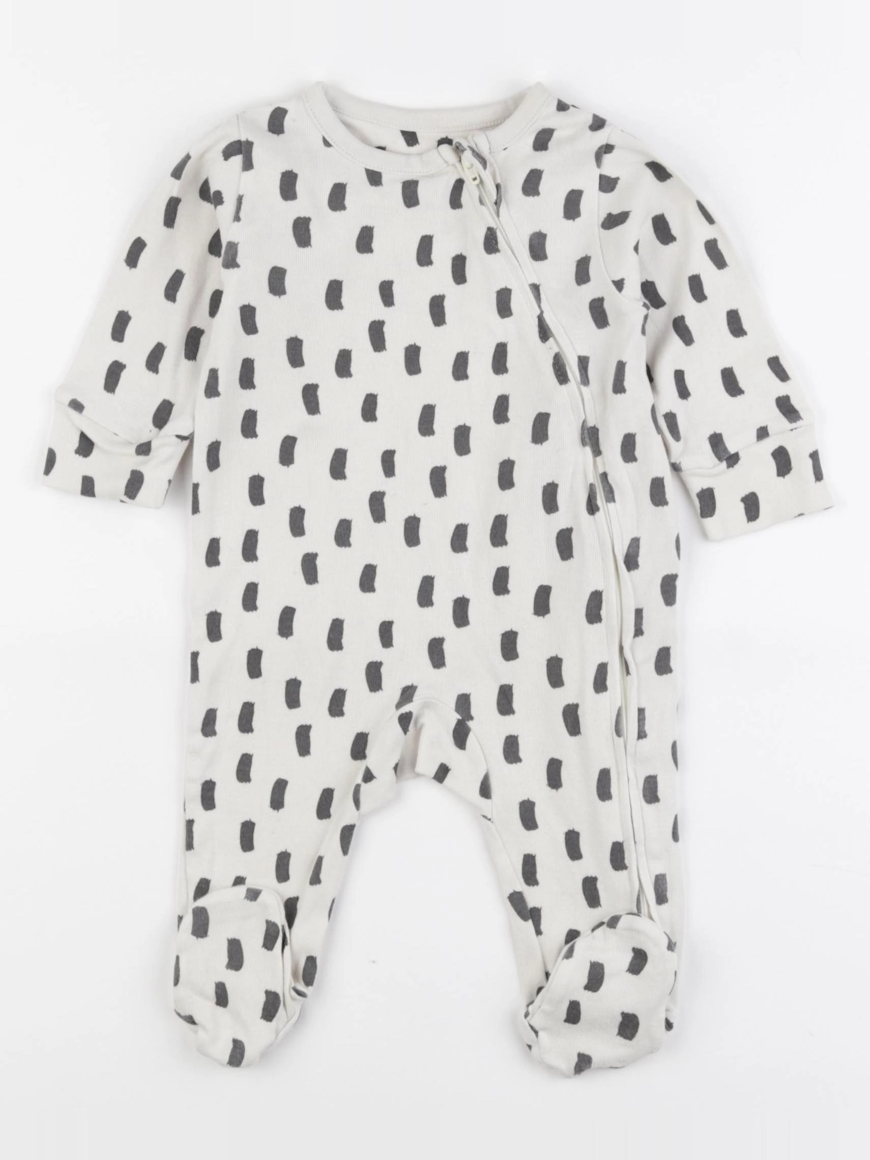 Marks & Spencer  - pyjama coton beige, noir - 6/9 mois