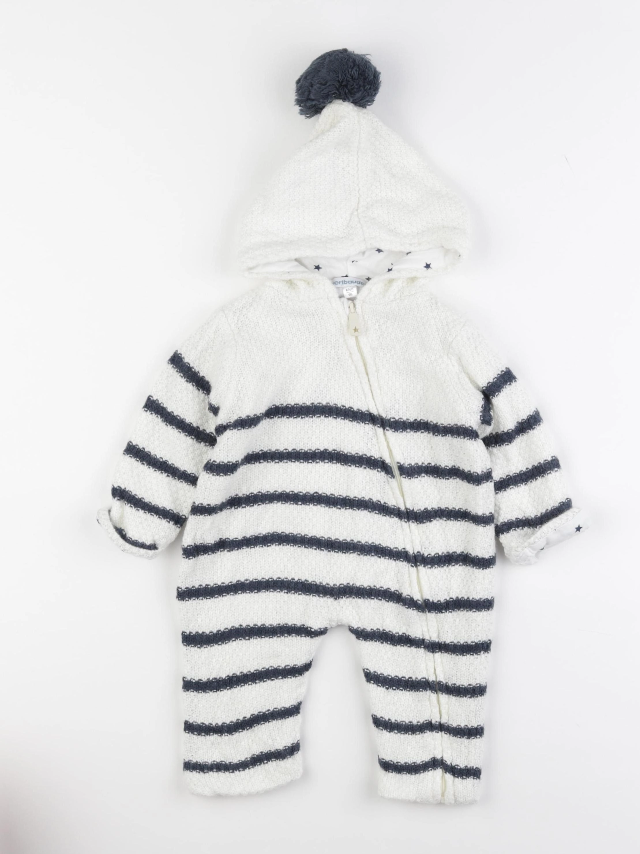 Vertbaudet - combinaison blanc, bleu - 6 mois