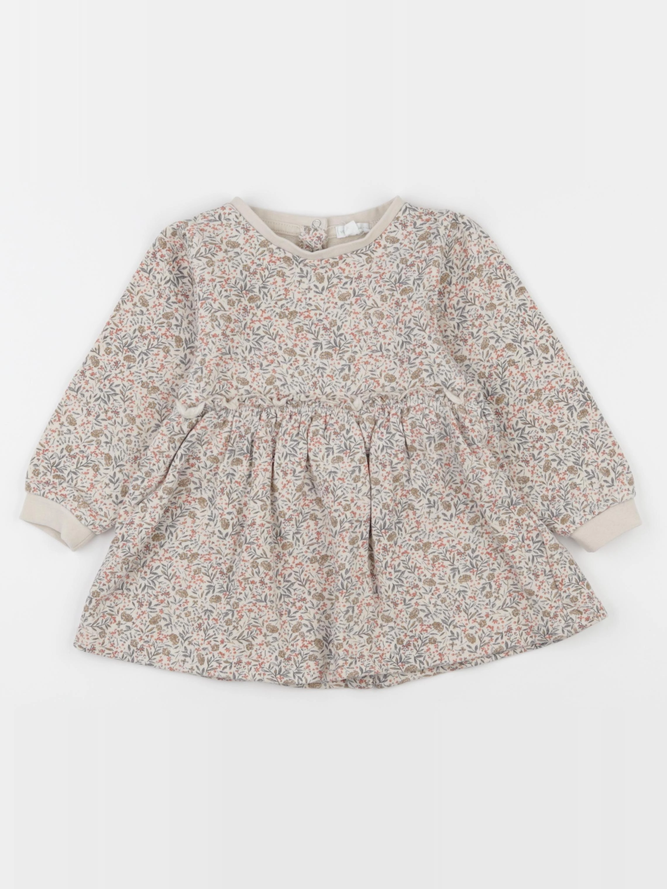 Vertbaudet - robe beige, vert - 24 mois