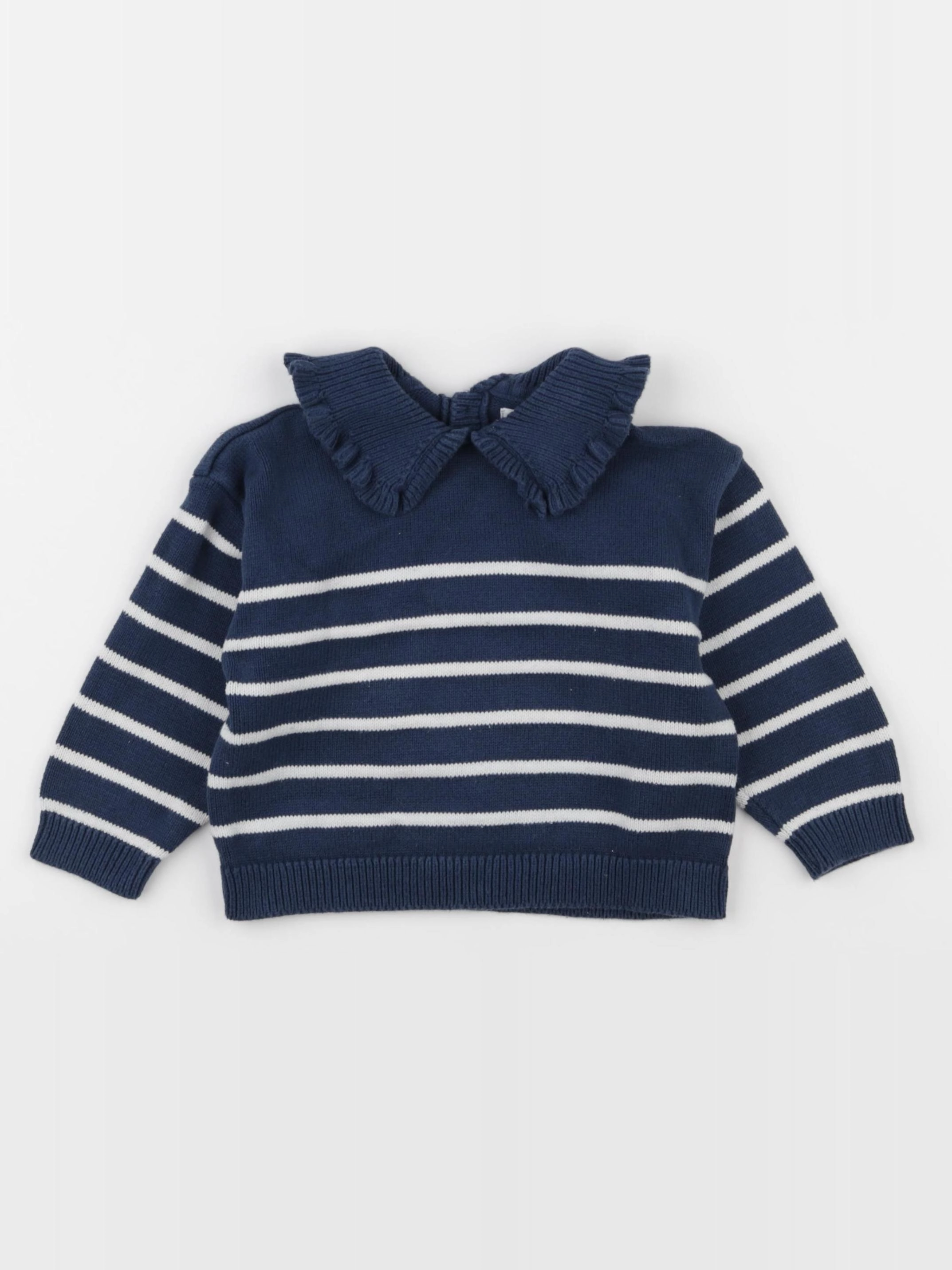 Vertbaudet - pull blanc, bleu - 24 mois