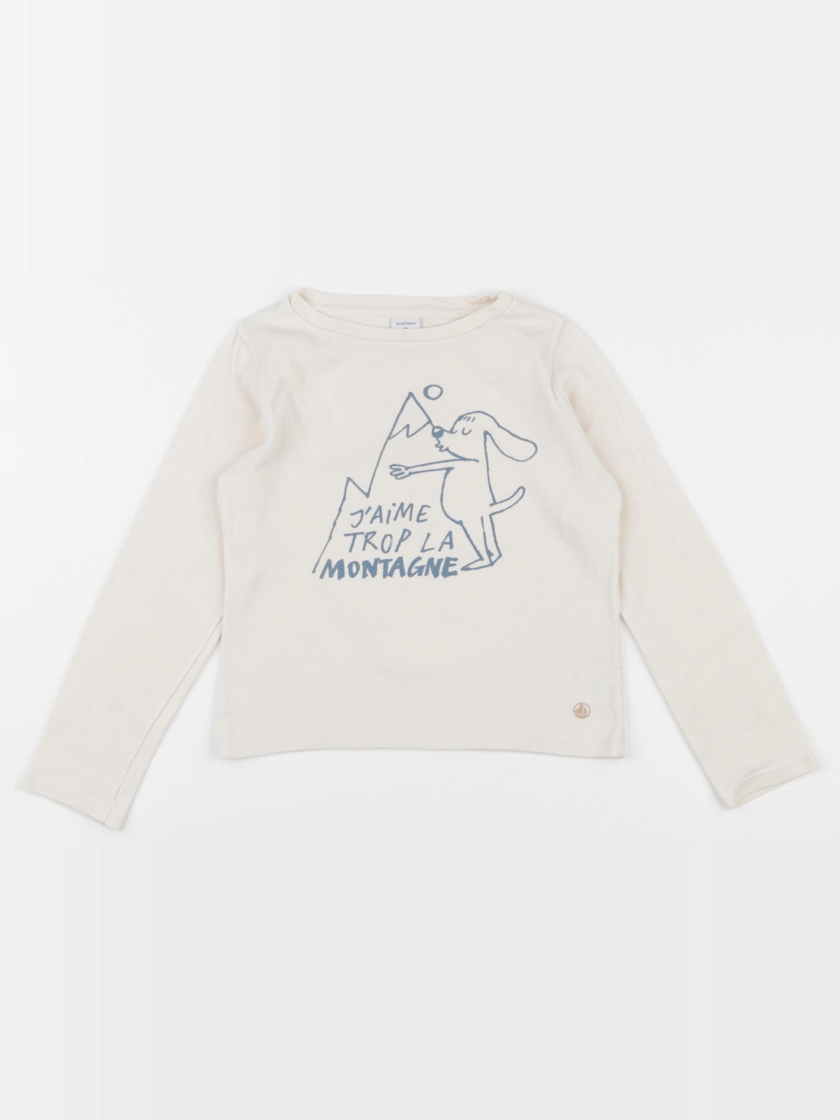 Petit Bateau - tee-shirt beige - 6 ans