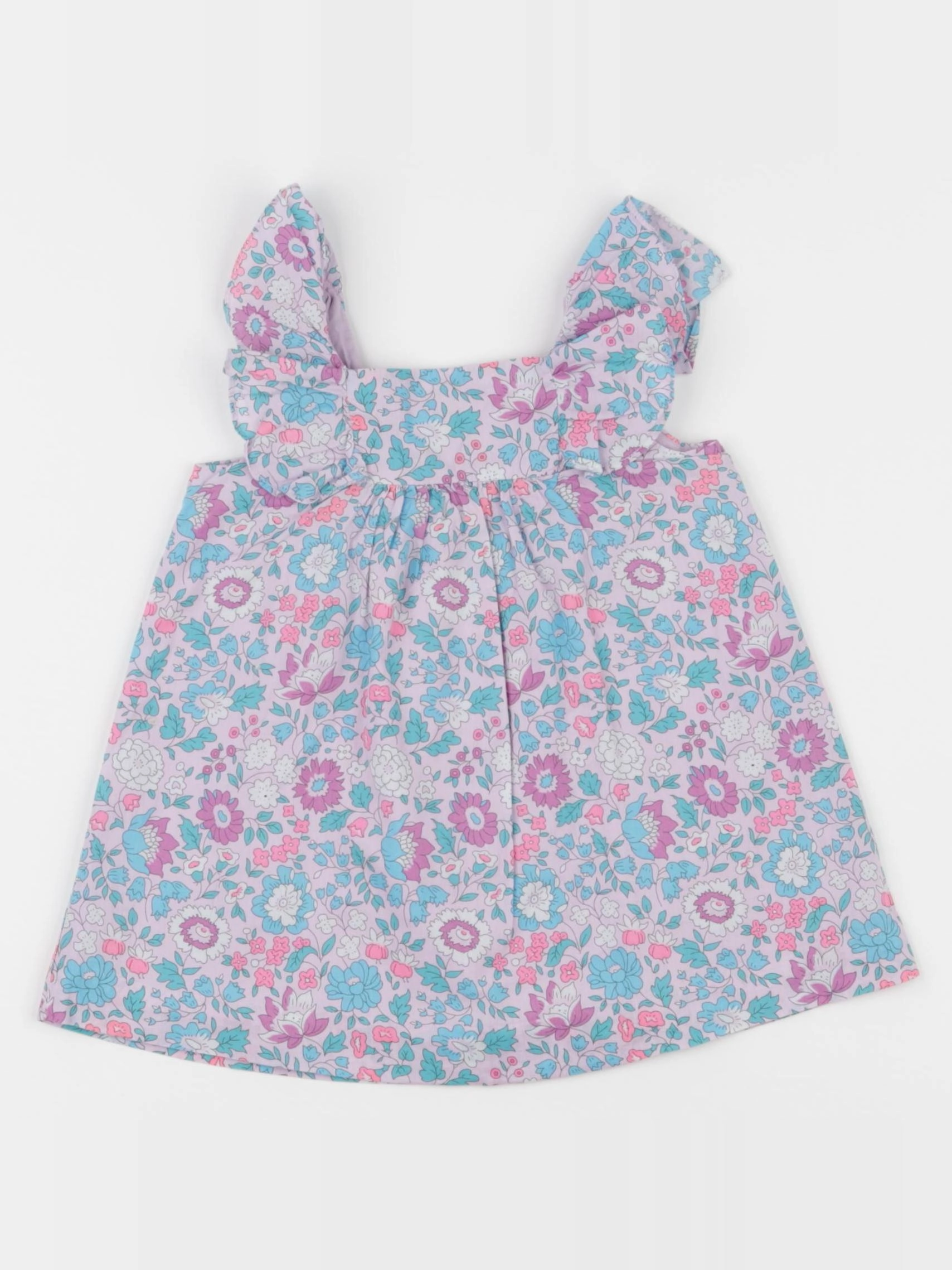 Jacadi - robe liberty bleu, rose, violet - 6 mois